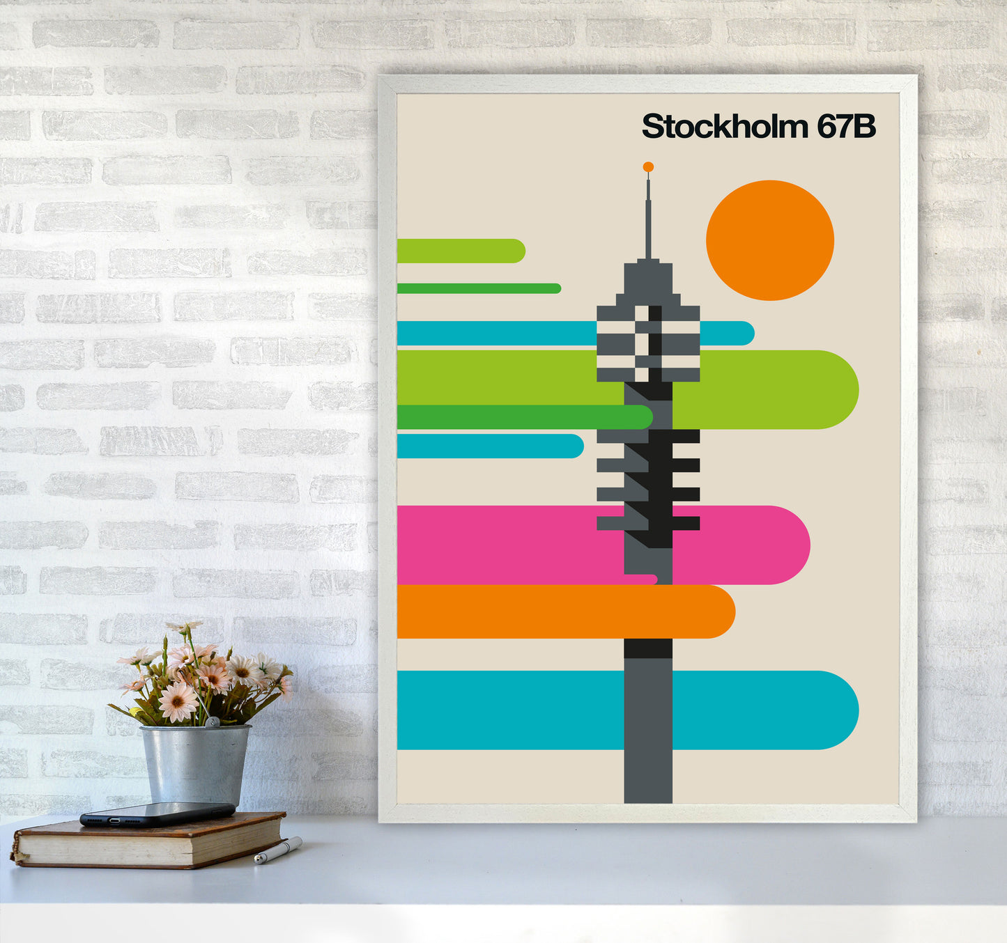 Stockholm 67B Art Print by Bo Lundberg A1 Oak Frame