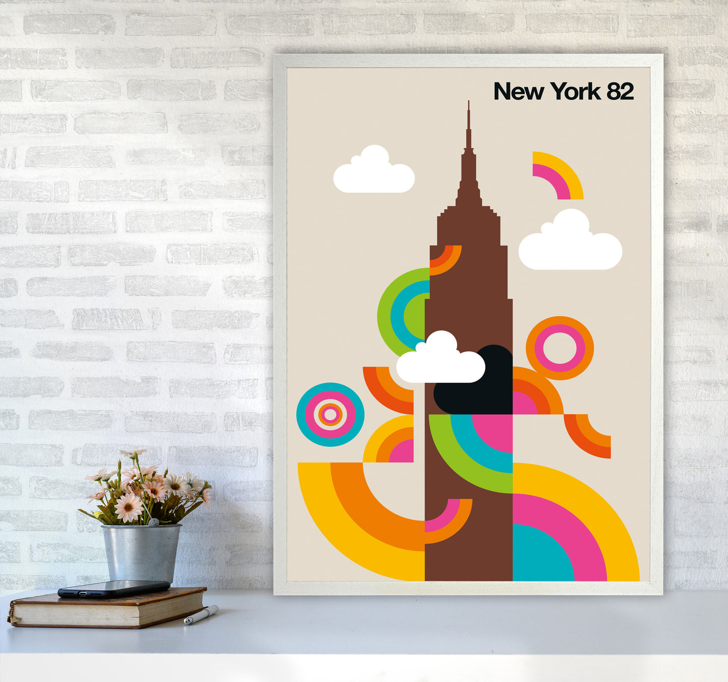 New York 82 Art Print by Bo Lundberg A1 Oak Frame