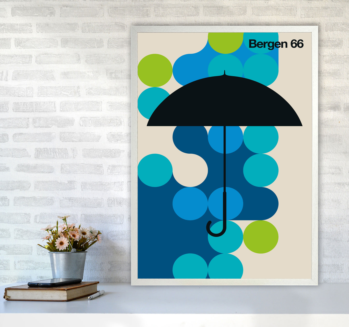 Bergen 66 Art Print by Bo Lundberg A1 Oak Frame