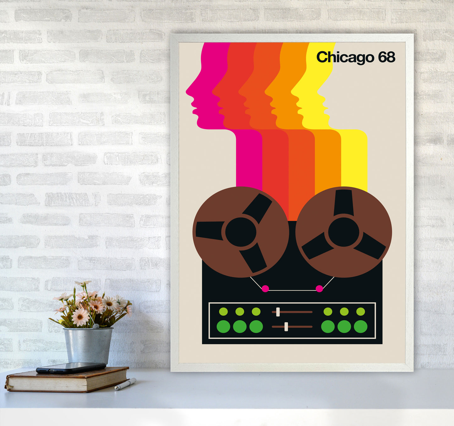Chicago 68 Art Print by Bo Lundberg A1 Oak Frame