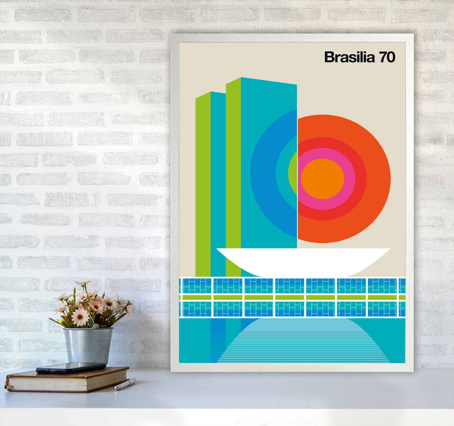 Brasilia 70 Art Print by Bo Lundberg A1 Oak Frame