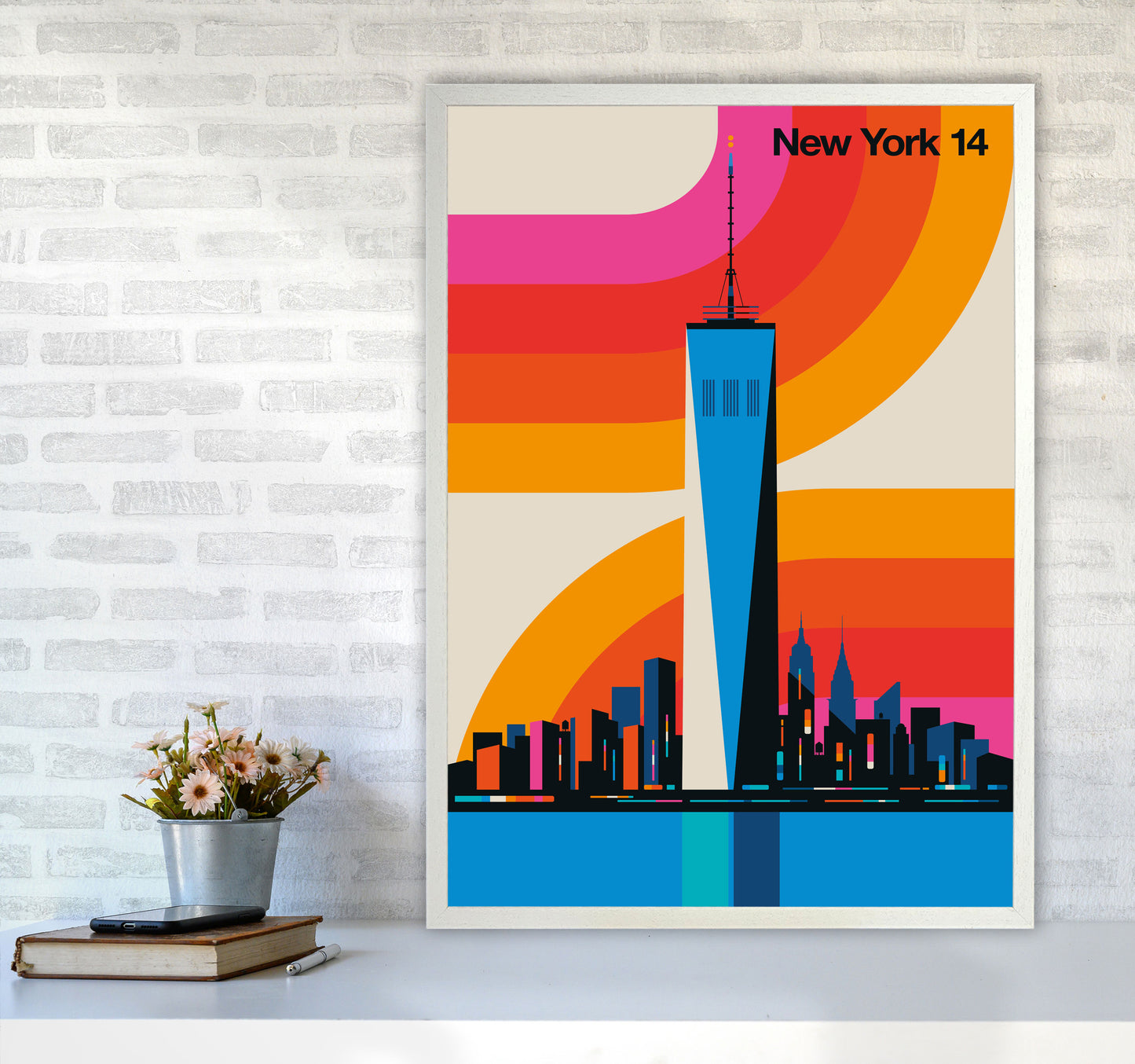 New York 14 Art Print by Bo Lundberg A1 Oak Frame