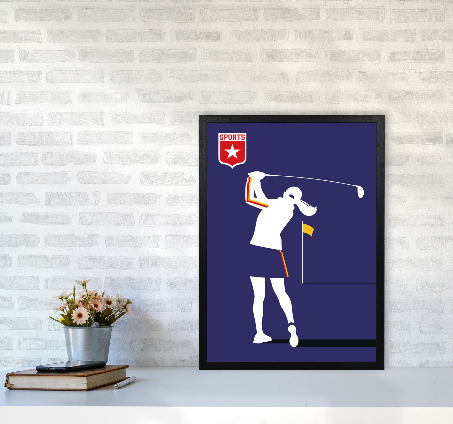 Golf Blue Art Print by Bo Lundberg A2 White Frame