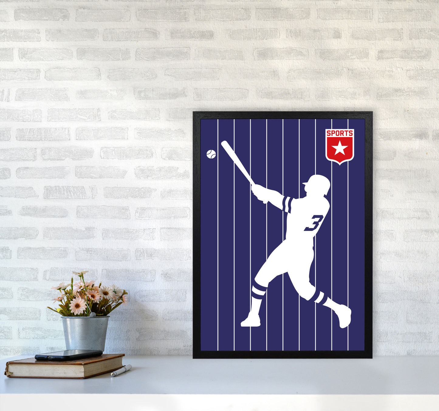 Baseball Art Print by Bo Lundberg A2 White Frame