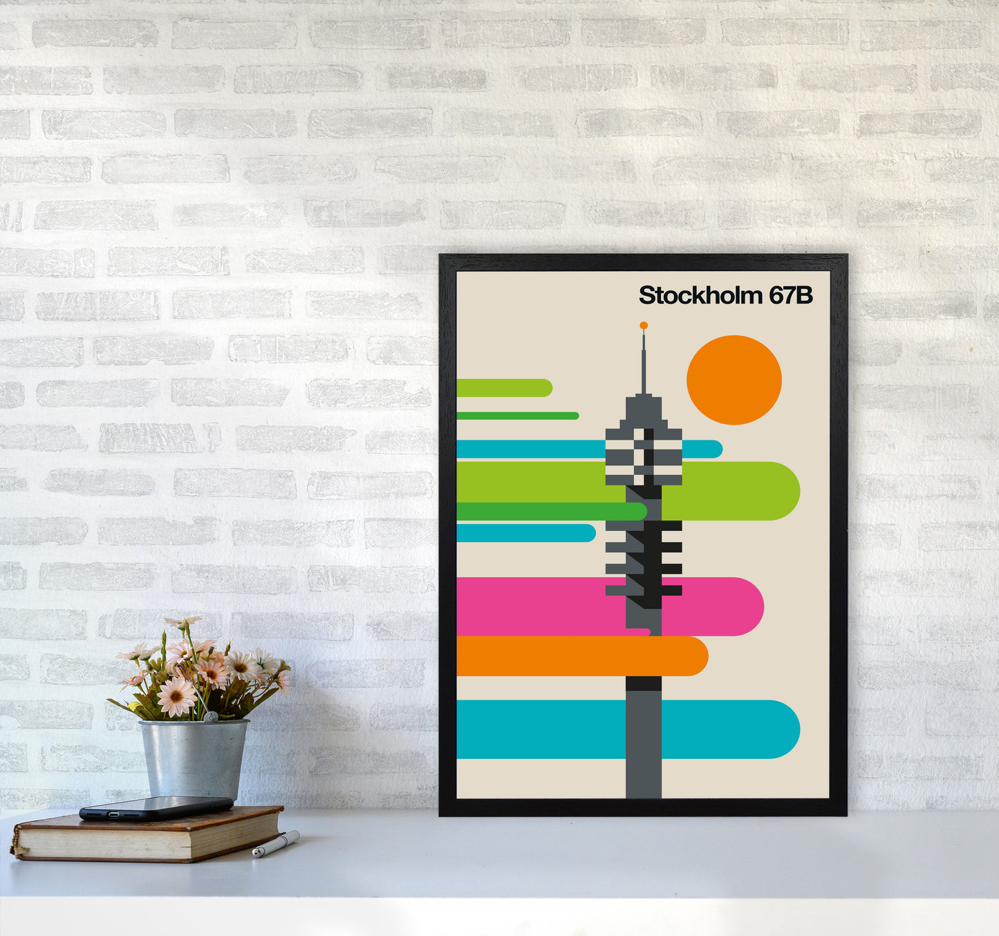 Stockholm 67B Art Print by Bo Lundberg A2 White Frame