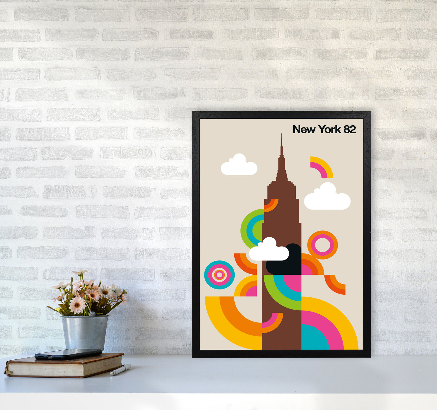 New York 82 Art Print by Bo Lundberg A2 White Frame