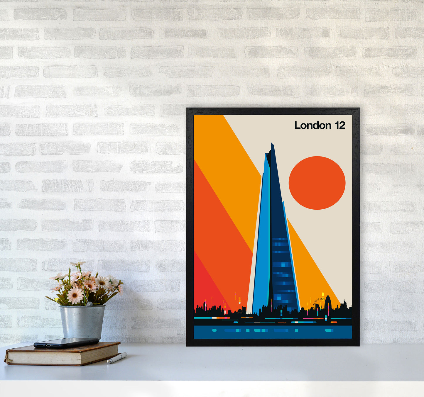 London 12 Art Print by Bo Lundberg A2 White Frame
