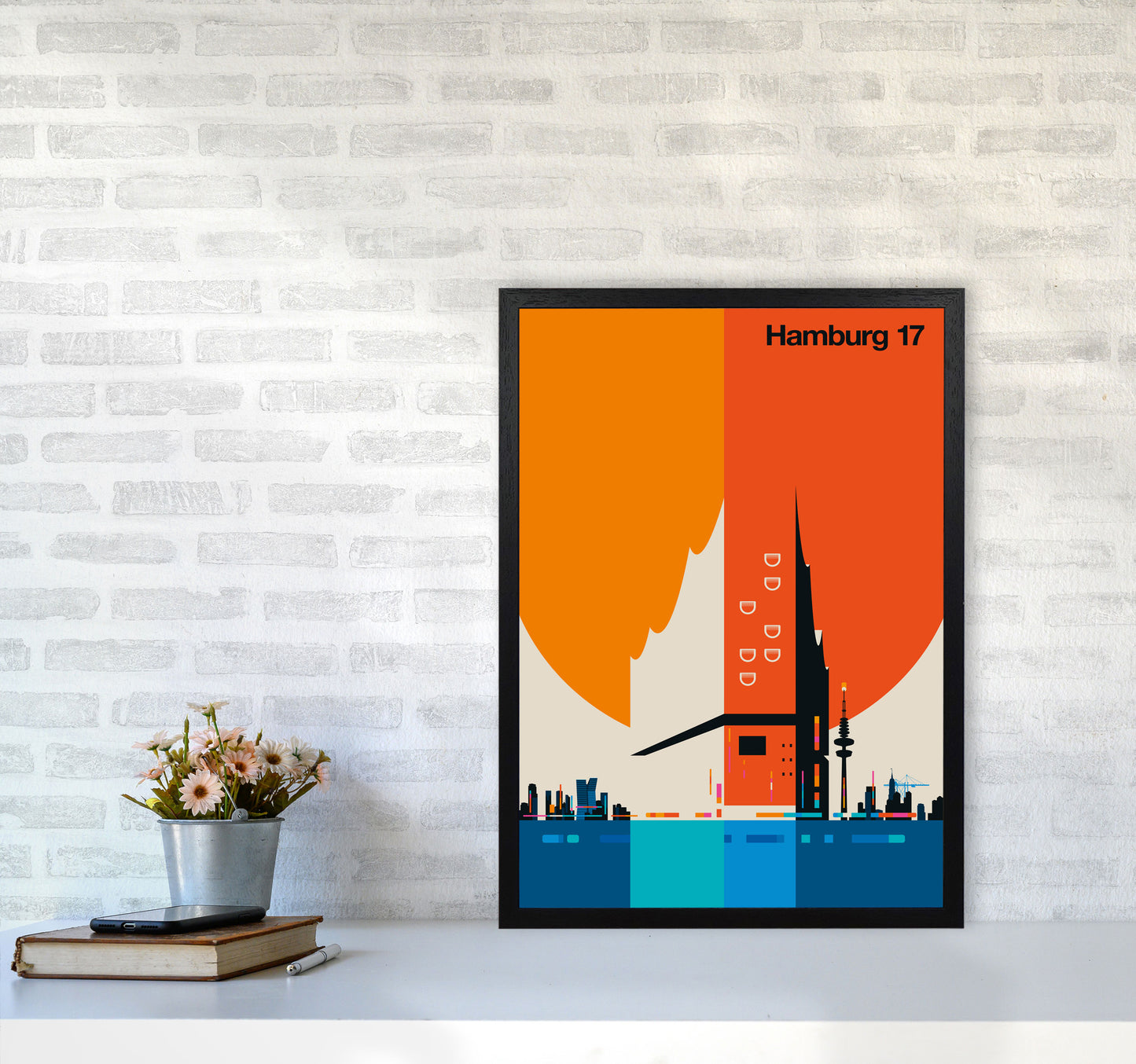 Hamburg 17 Art Print by Bo Lundberg A2 White Frame