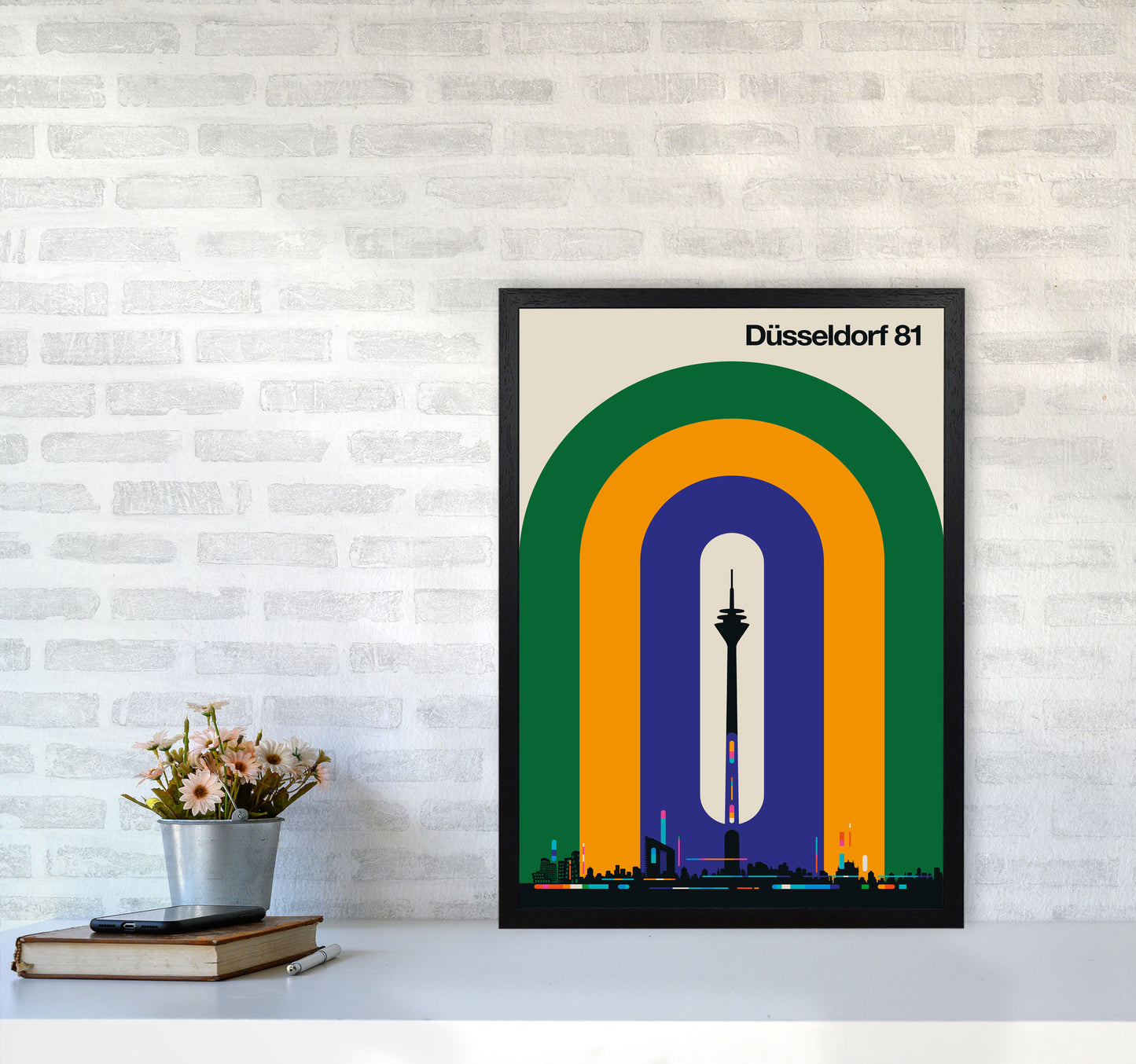 Düsseldorf 81 Art Print by Bo Lundberg A2 White Frame