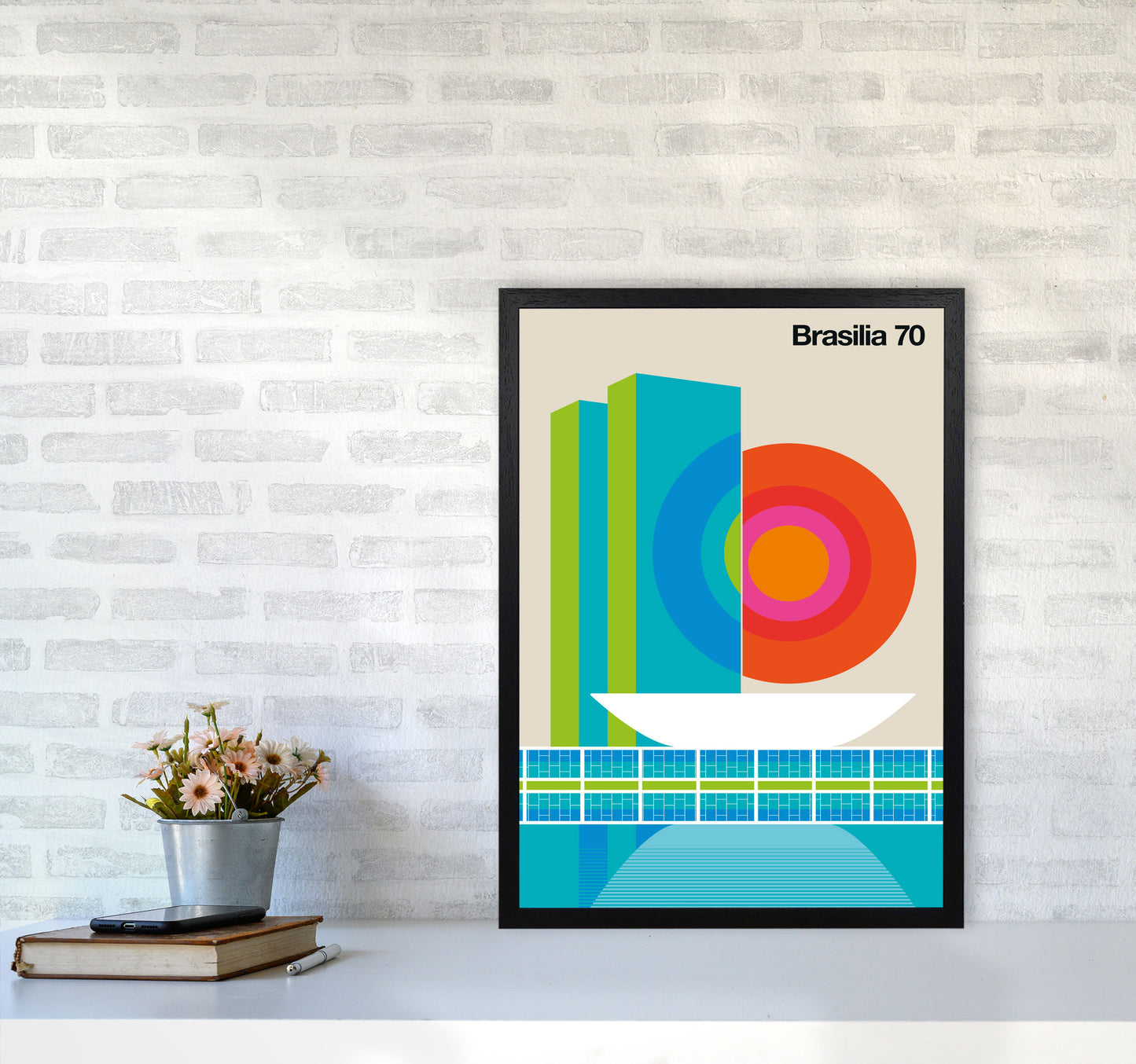 Brasilia 70 Art Print by Bo Lundberg A2 White Frame