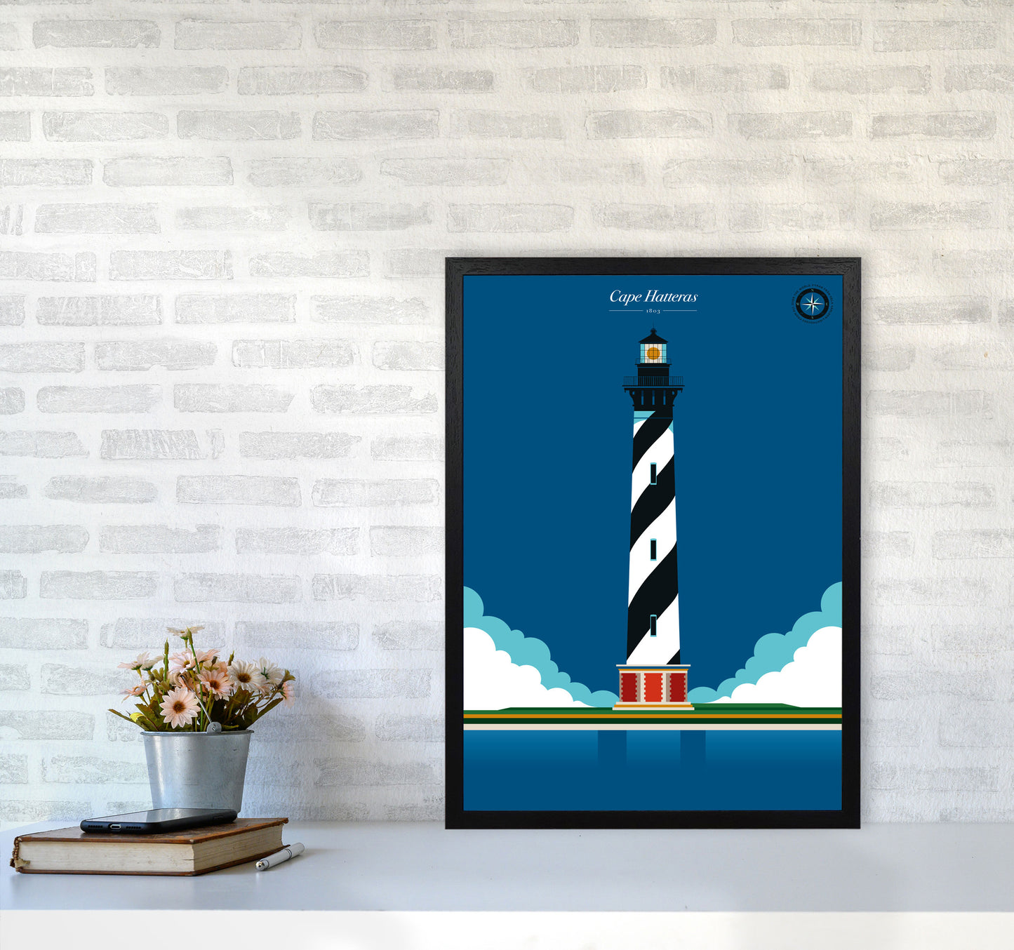 Cape Hatteras Art Print by Bo Lundberg A2 White Frame