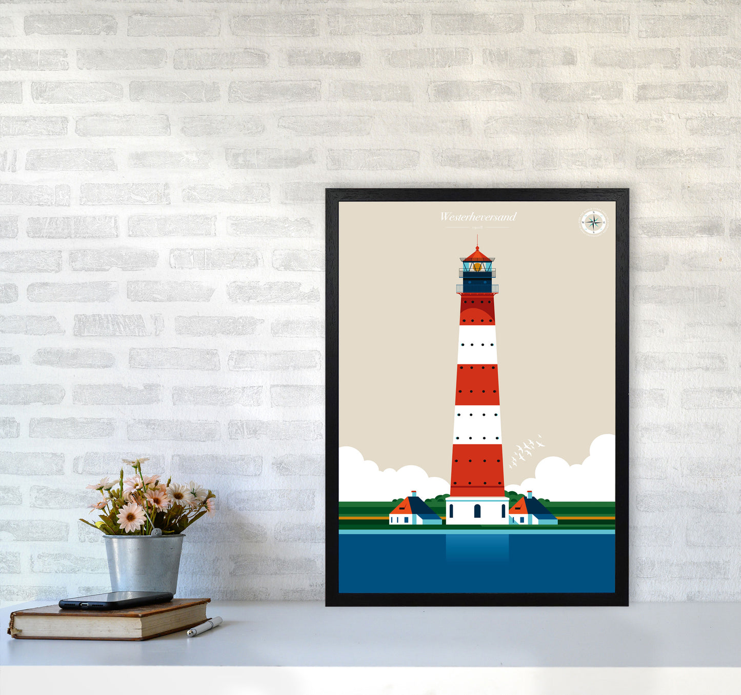 Westerheversand Art Print by Bo Lundberg A2 White Frame
