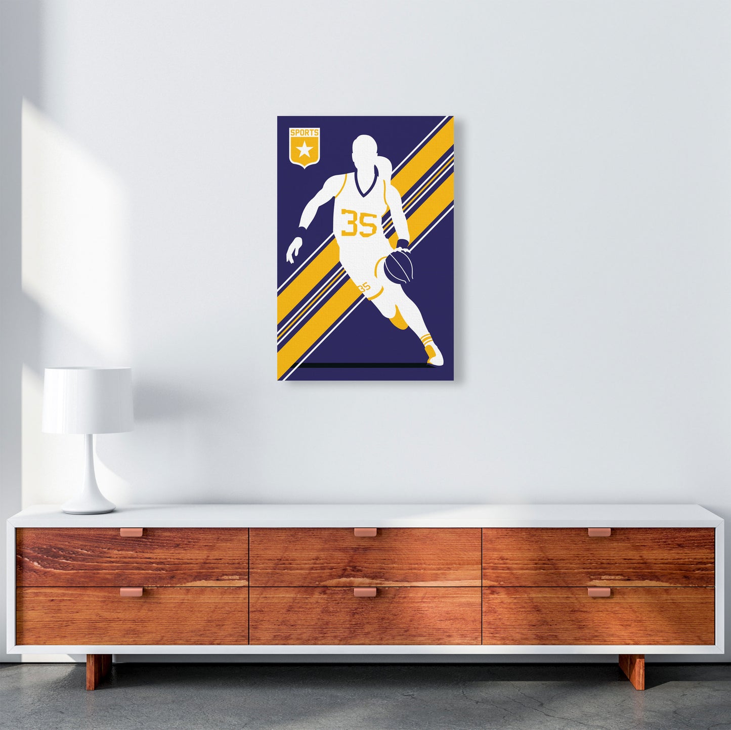 Basketball Blue Art Print by Bo Lundberg A2 Canvas