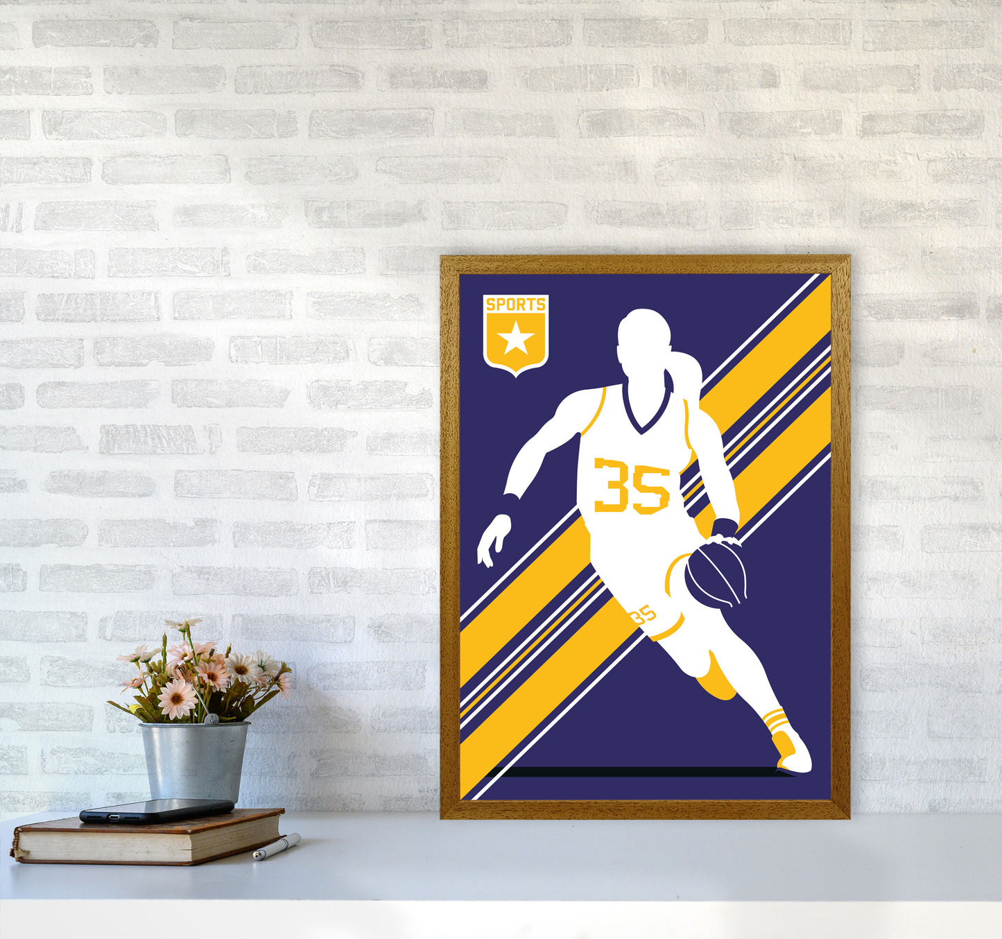 Basketball Blue Art Print by Bo Lundberg A2 Print Only