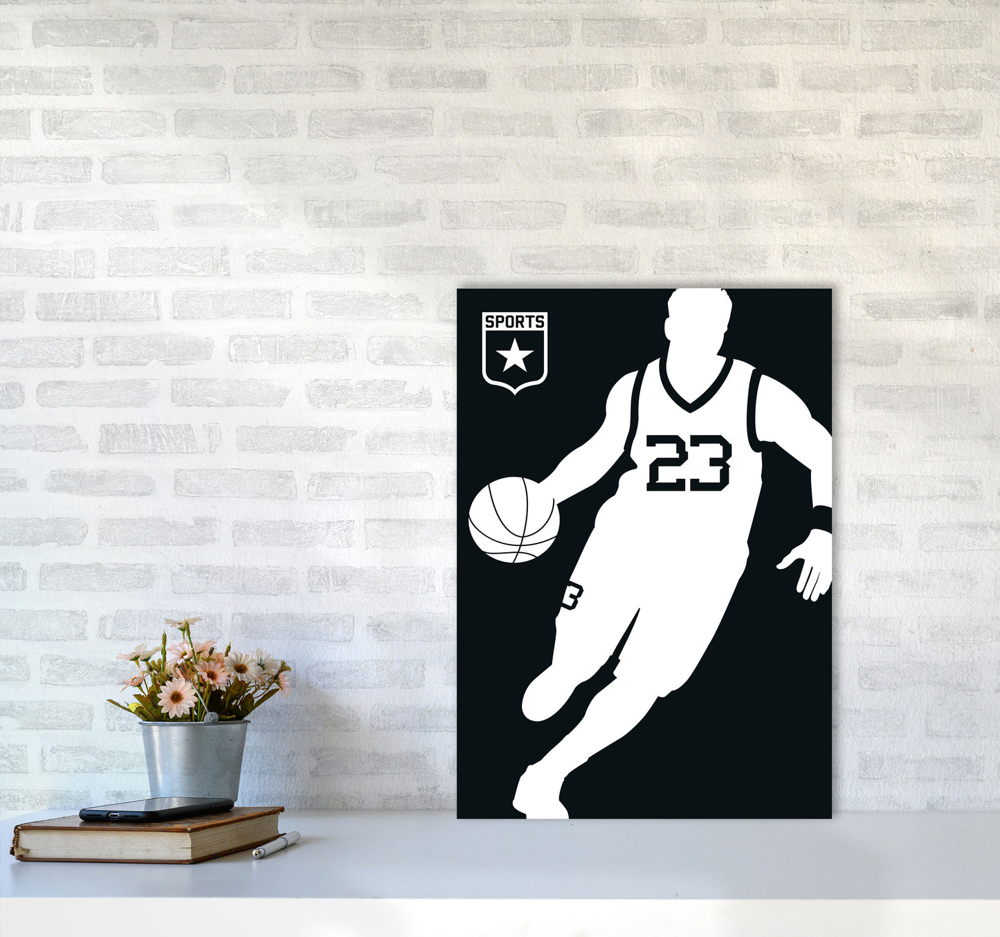 Basketball Black Art Print by Bo Lundberg A2 Black Frame