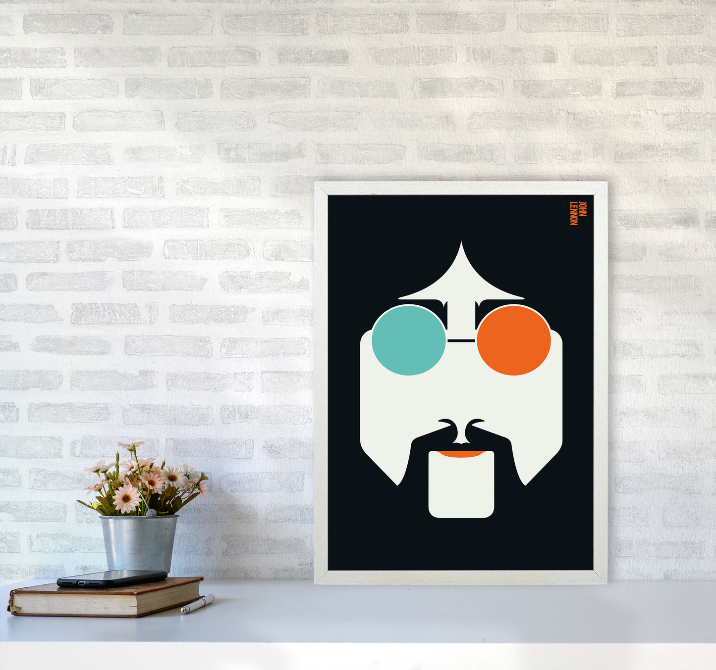 Icons John Lennon Art Print by Bo Lundberg A2 Oak Frame
