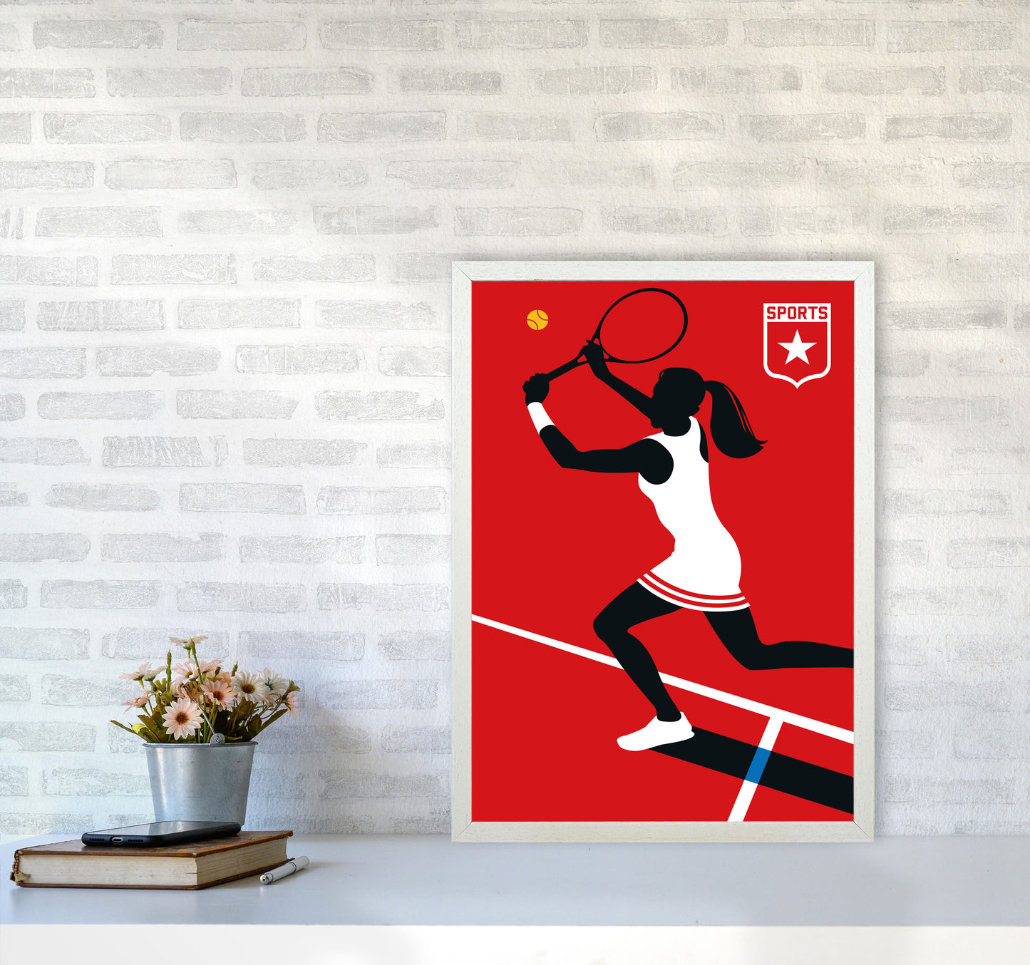 Tennis Art Print by Bo Lundberg A2 Oak Frame