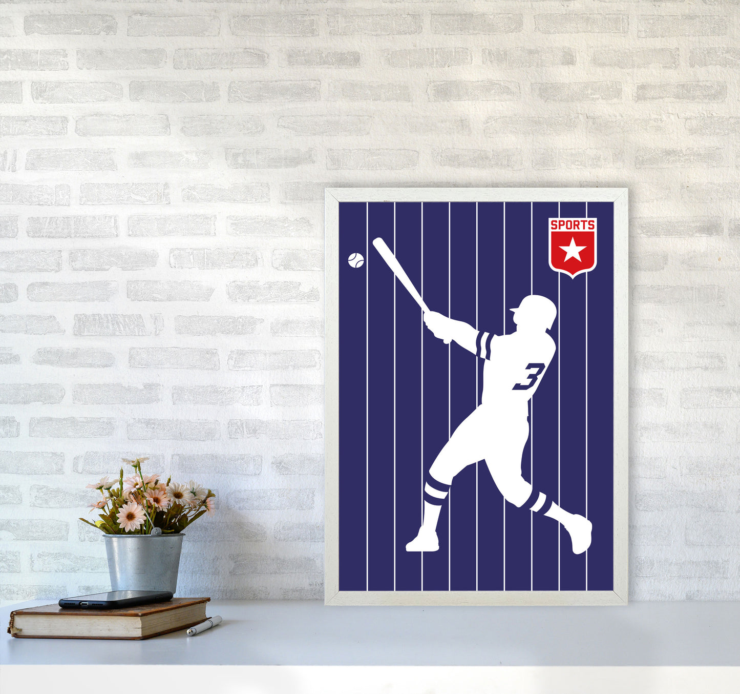 Baseball Art Print by Bo Lundberg A2 Oak Frame