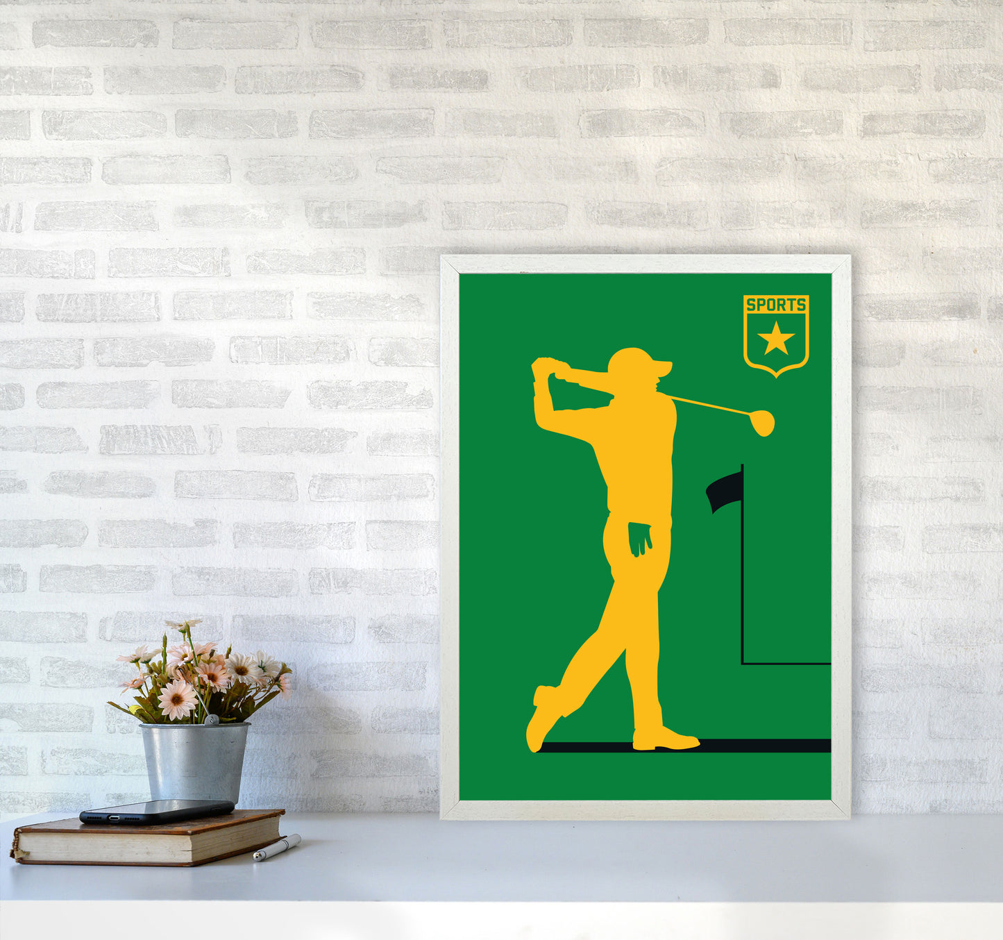 Golf Green Art Print by Bo Lundberg A2 Oak Frame