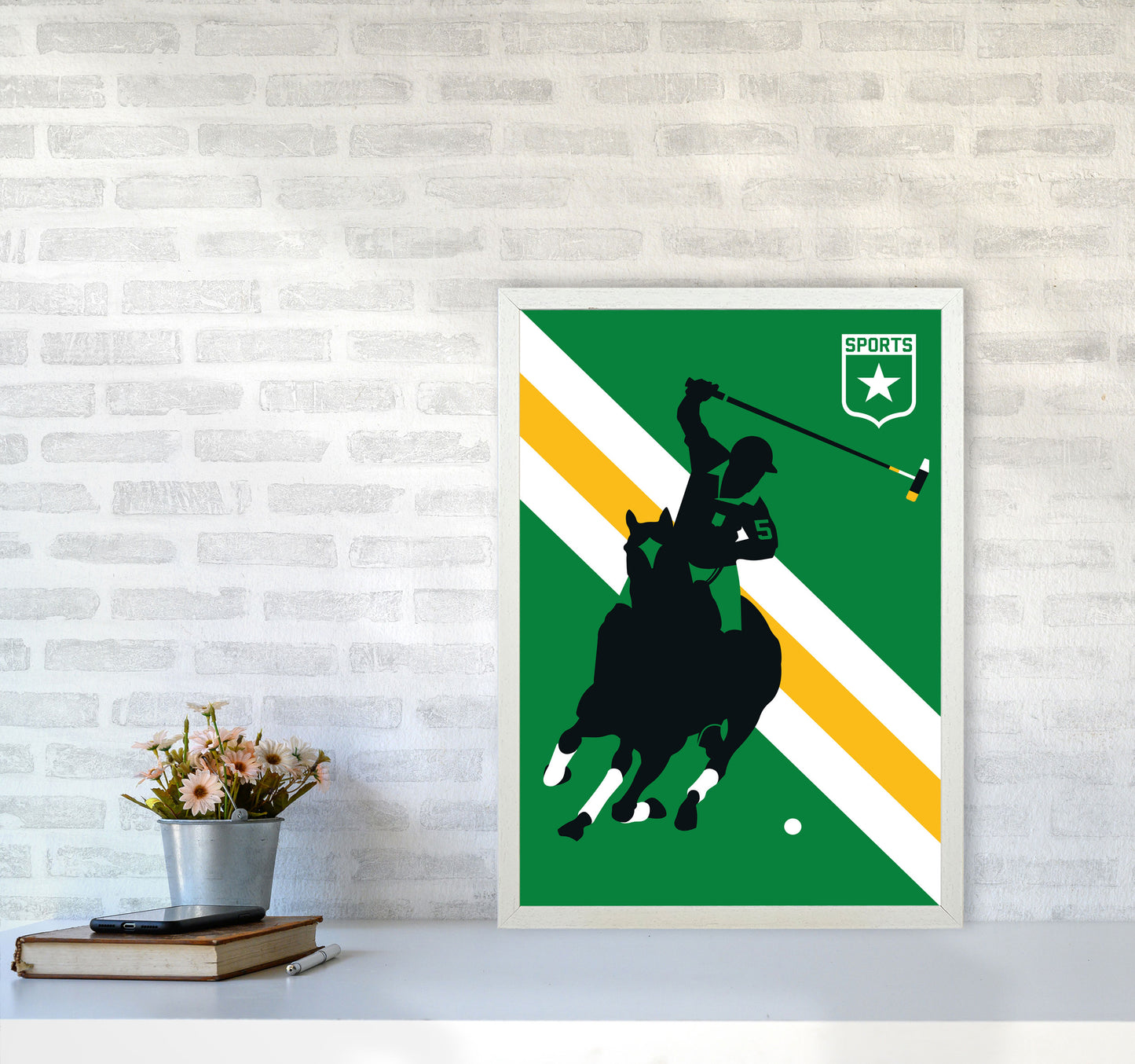Polo Art Print by Bo Lundberg A2 Oak Frame