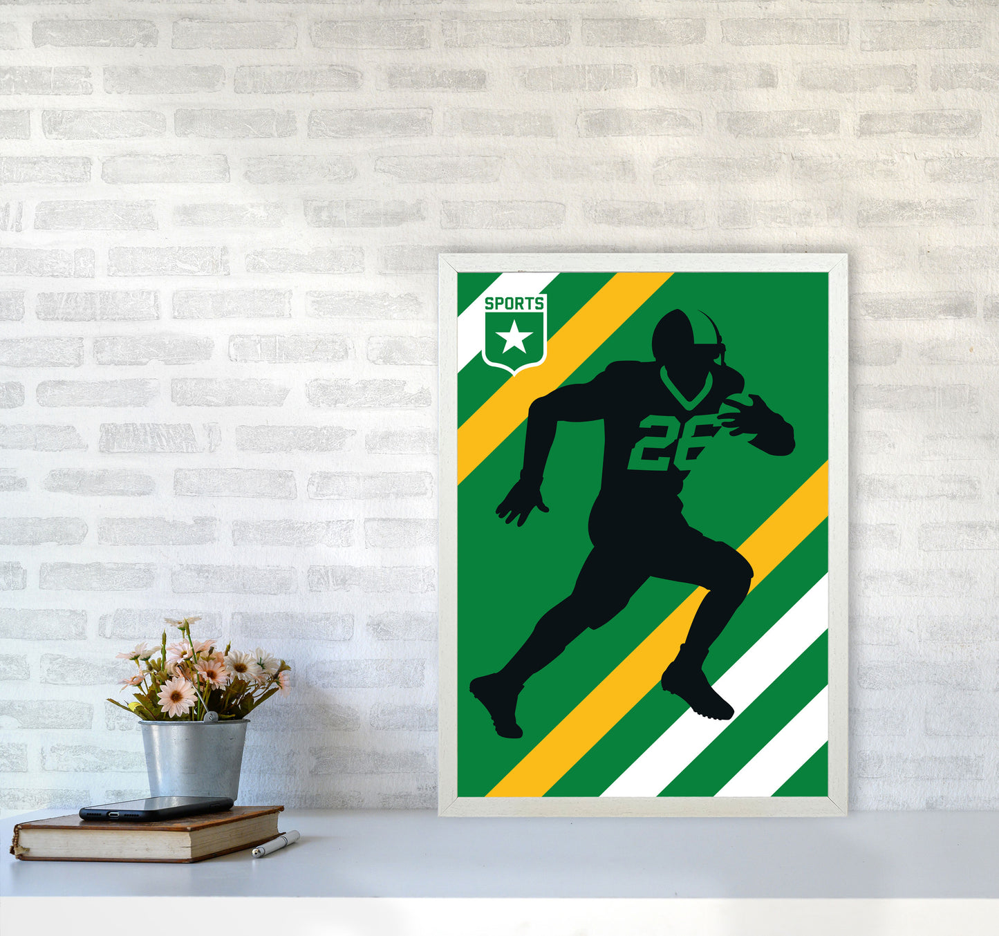 American Football Art Print by Bo Lundberg A2 Oak Frame