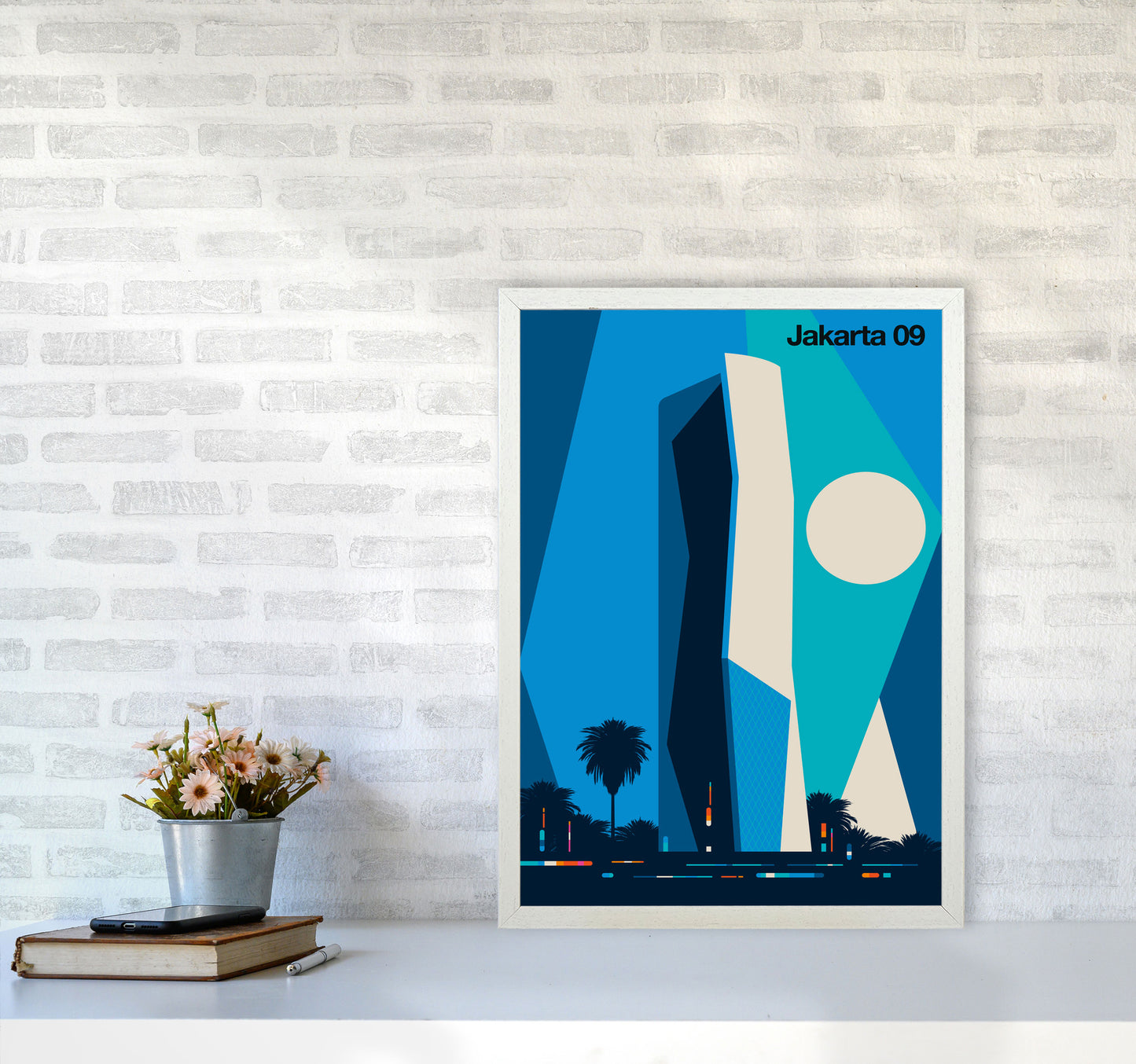 Jakarta 09 Art Print by Bo Lundberg A2 Oak Frame