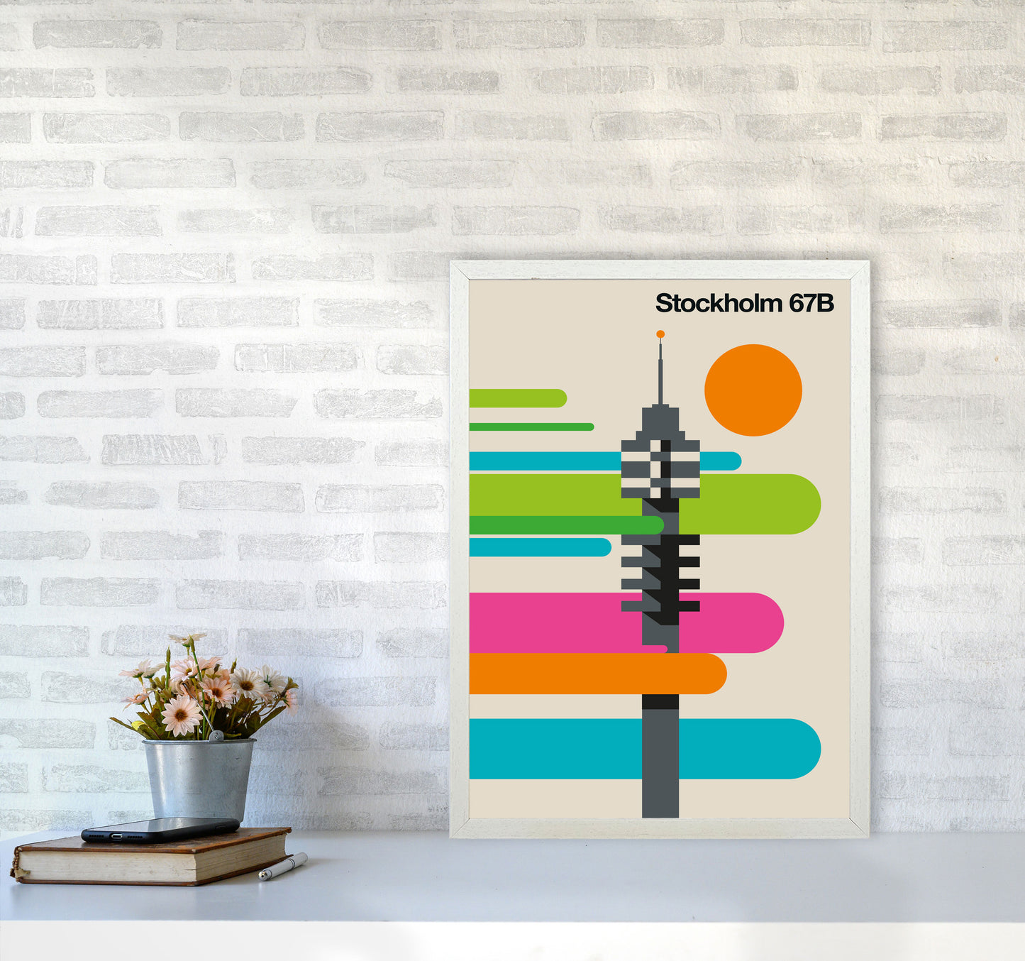 Stockholm 67B Art Print by Bo Lundberg A2 Oak Frame