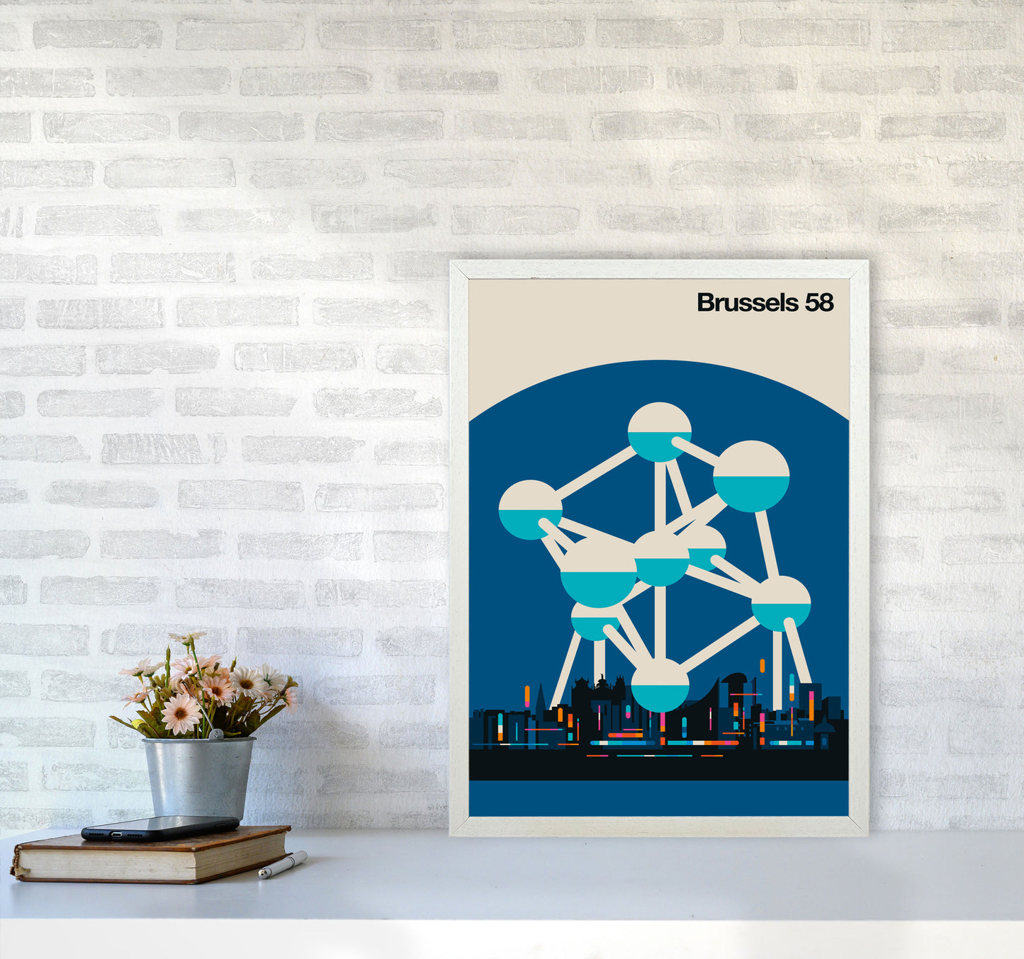 Brussels 58 Art Print by Bo Lundberg A2 Oak Frame