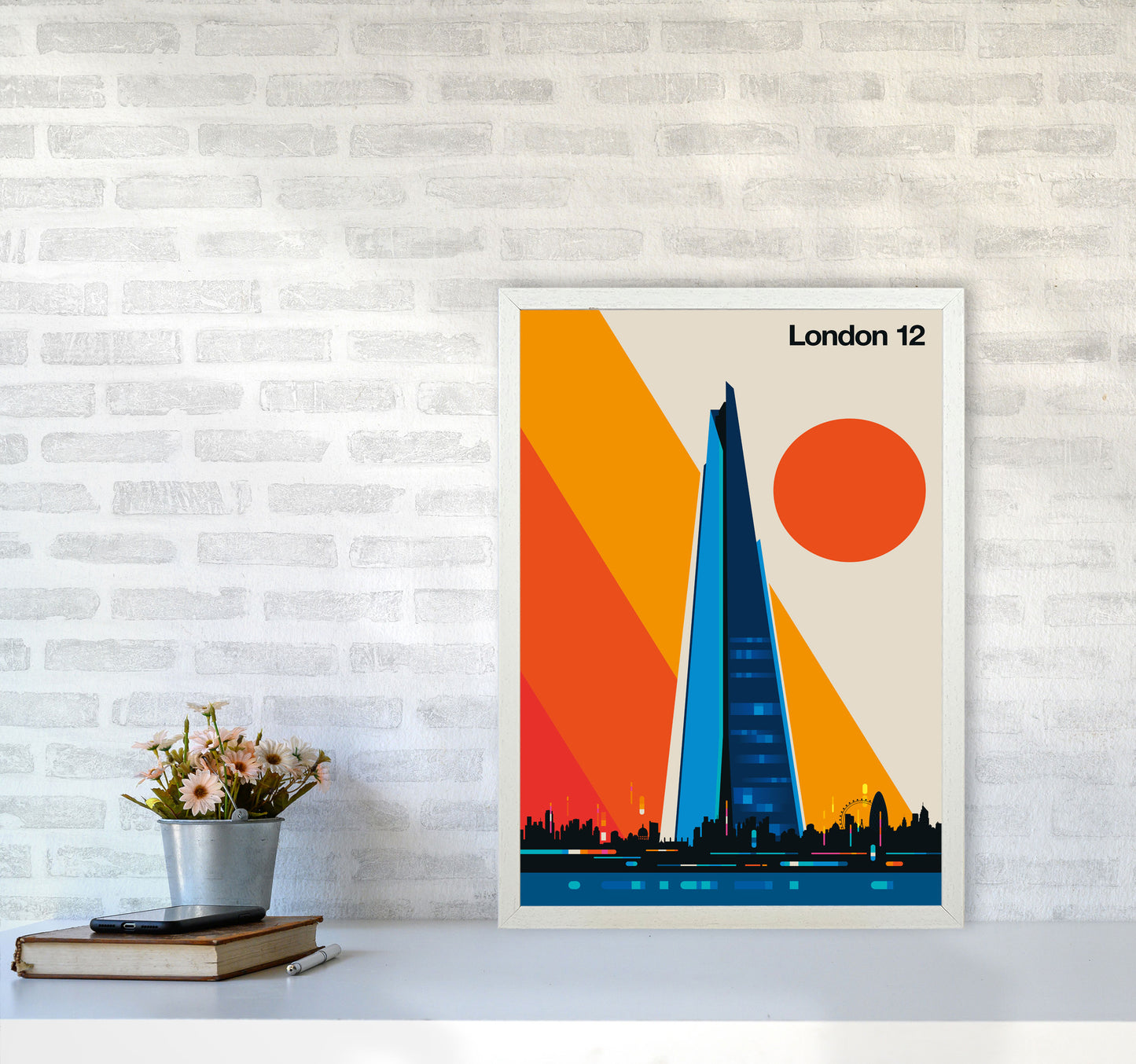 London 12 Art Print by Bo Lundberg A2 Oak Frame