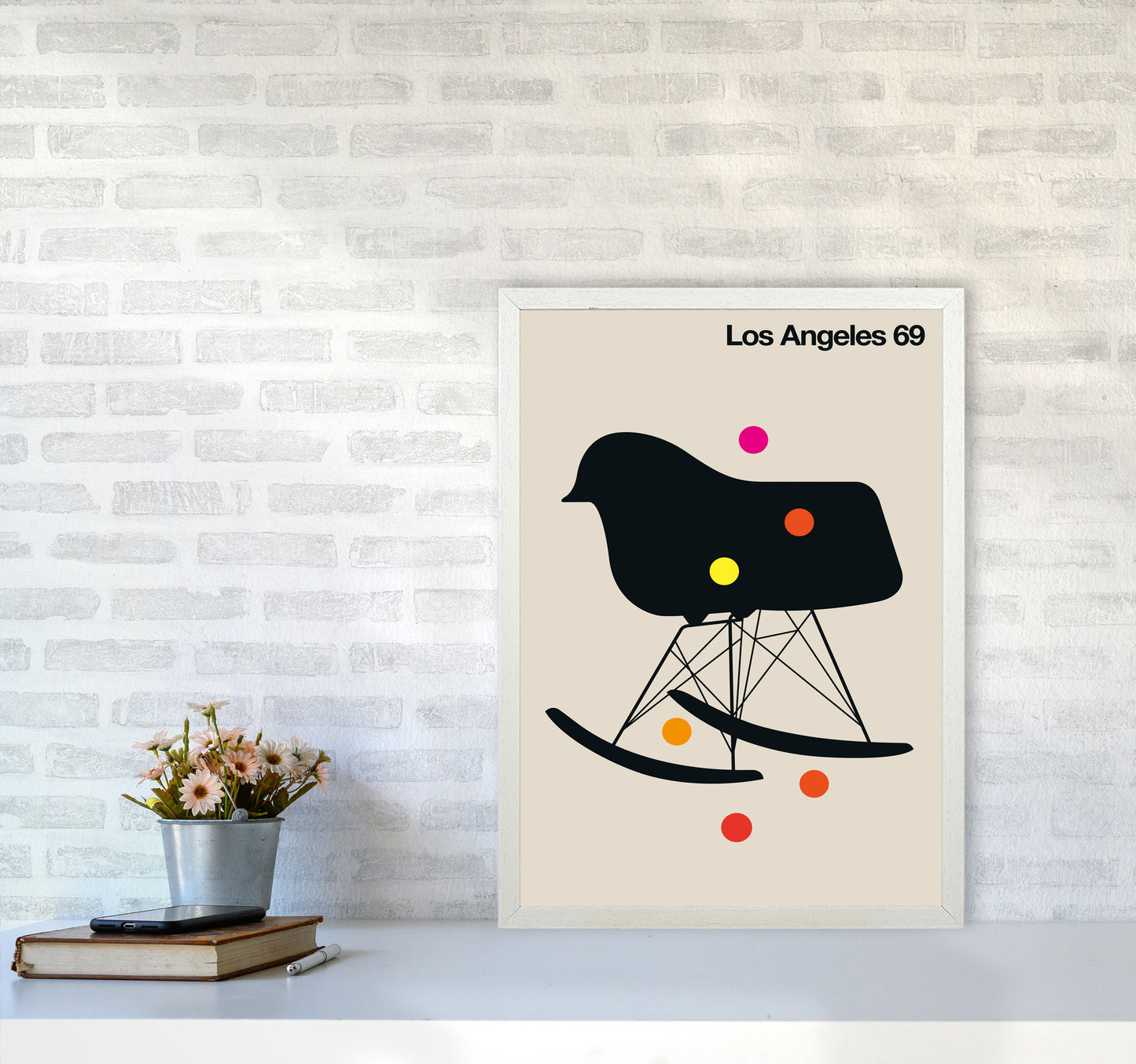 LA 69 Art Print by Bo Lundberg A2 Oak Frame