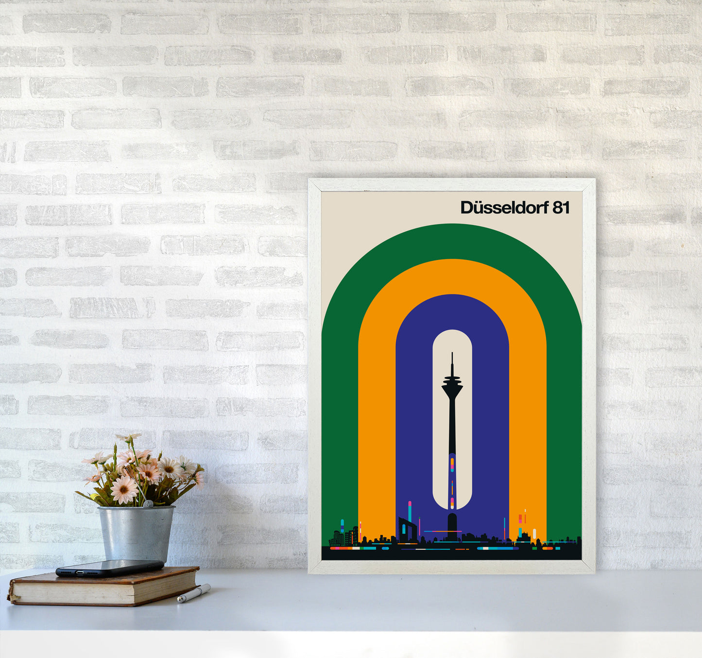 Düsseldorf 81 Art Print by Bo Lundberg A2 Oak Frame