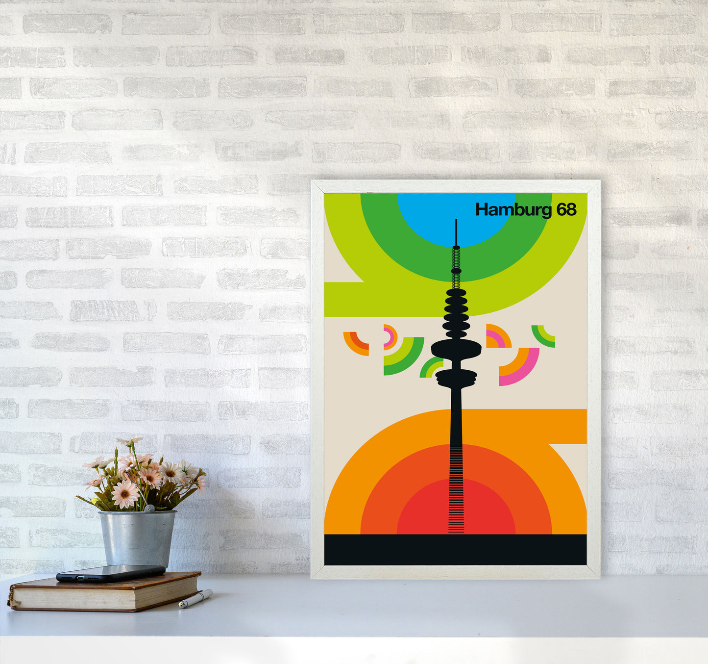 Hamburg 68 Art Print by Bo Lundberg A2 Oak Frame