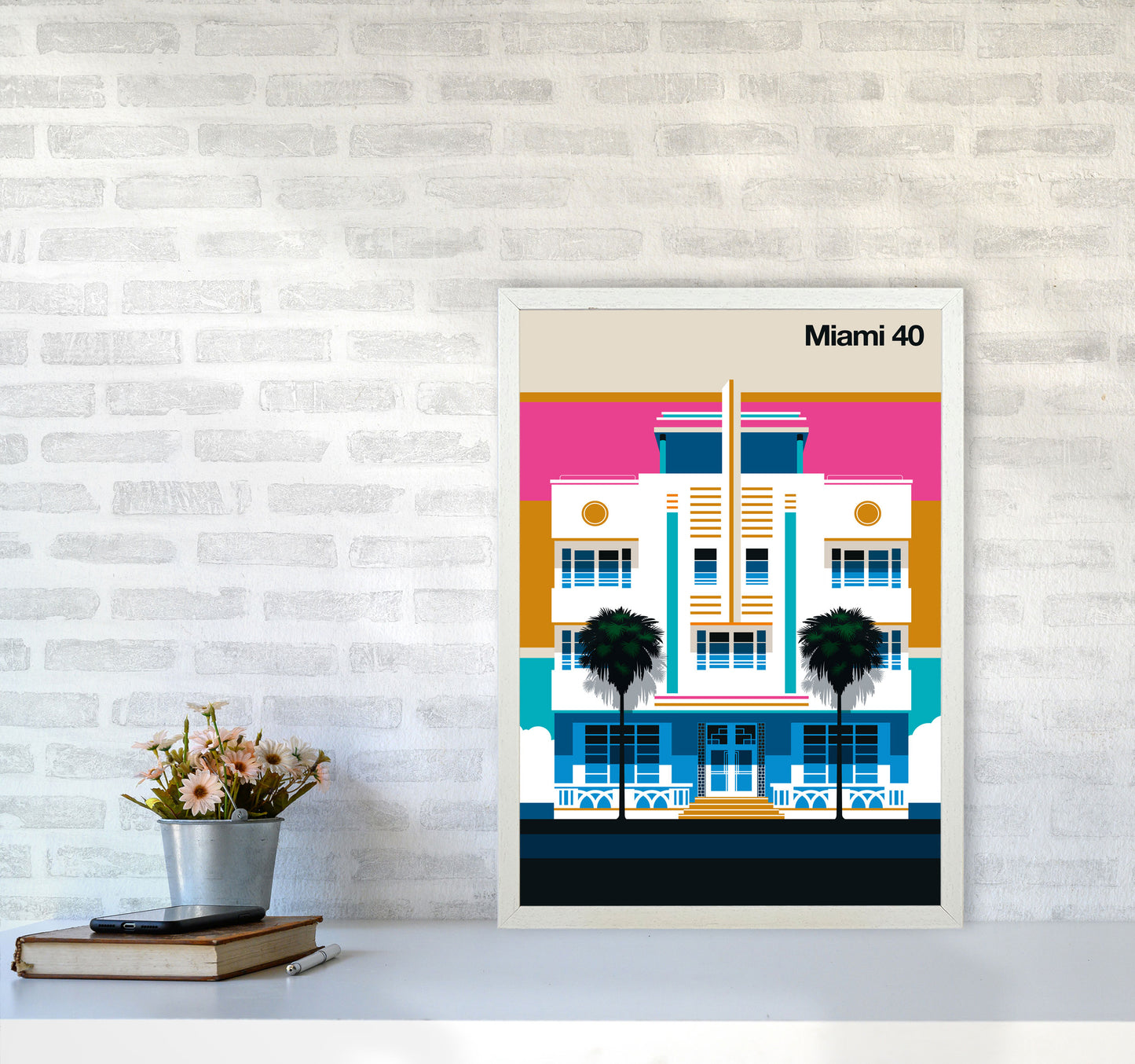 Miami 40 Art Print by Bo Lundberg A2 Oak Frame