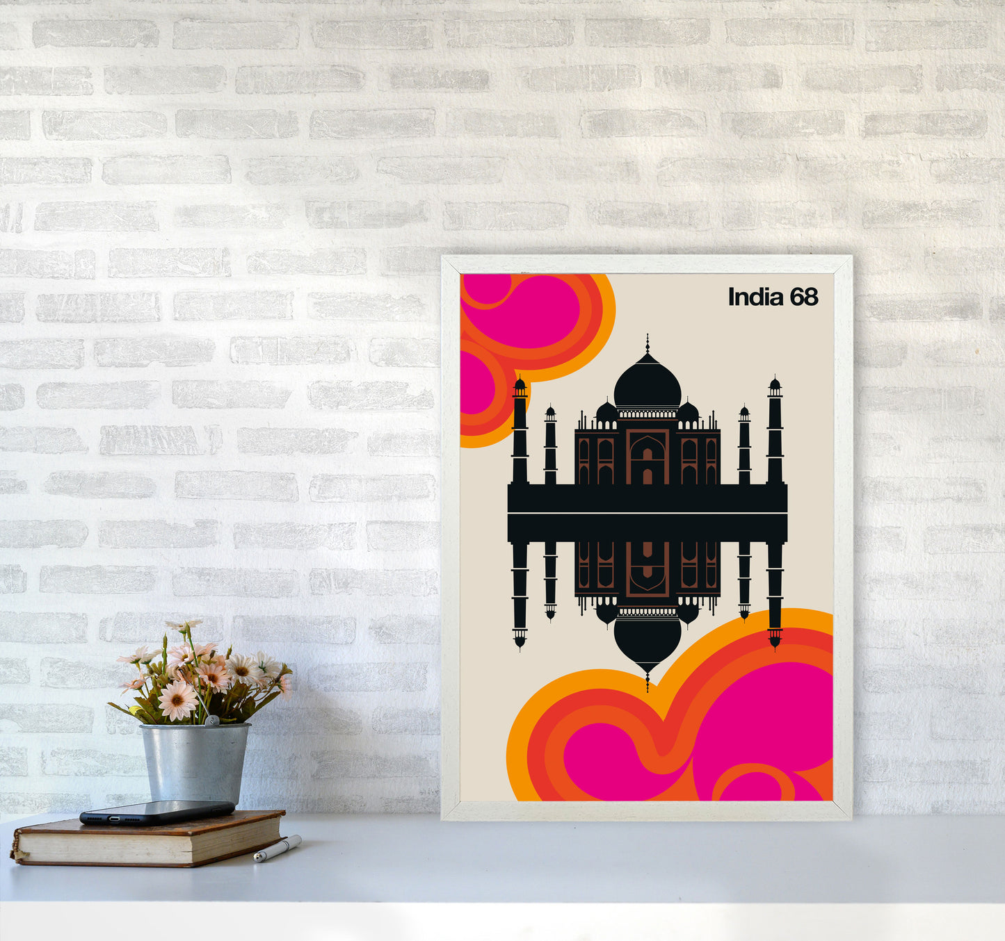 India 68 Art Print by Bo Lundberg A2 Oak Frame