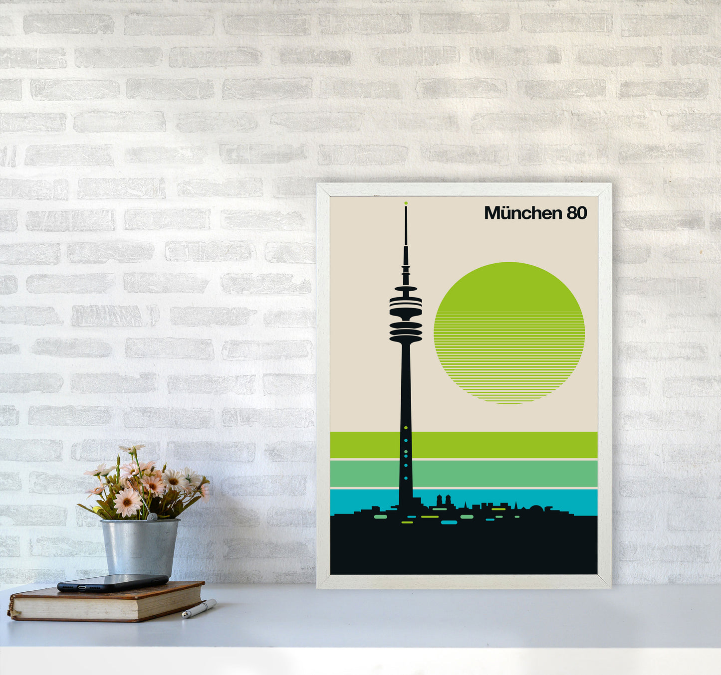 München 80 Art Print by Bo Lundberg A2 Oak Frame