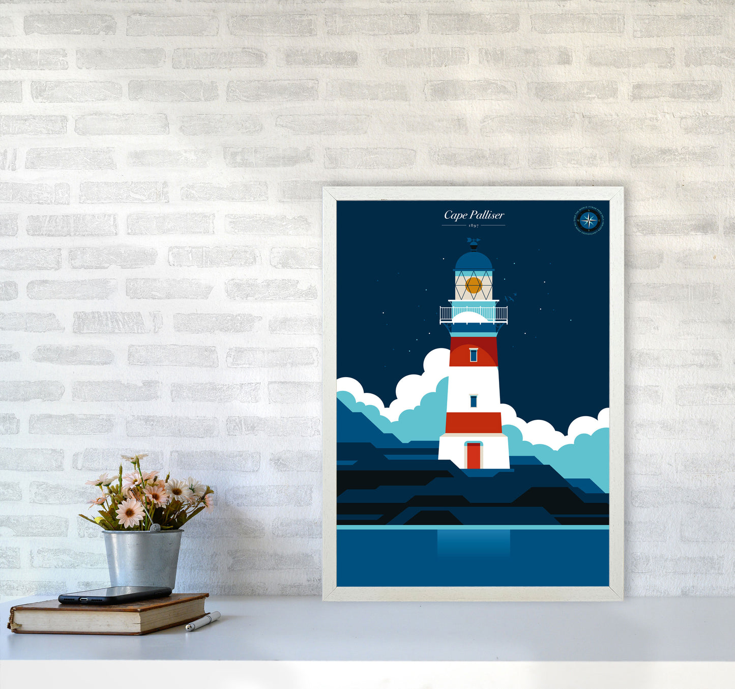 Cape Palliser Art Print by Bo Lundberg A2 Oak Frame