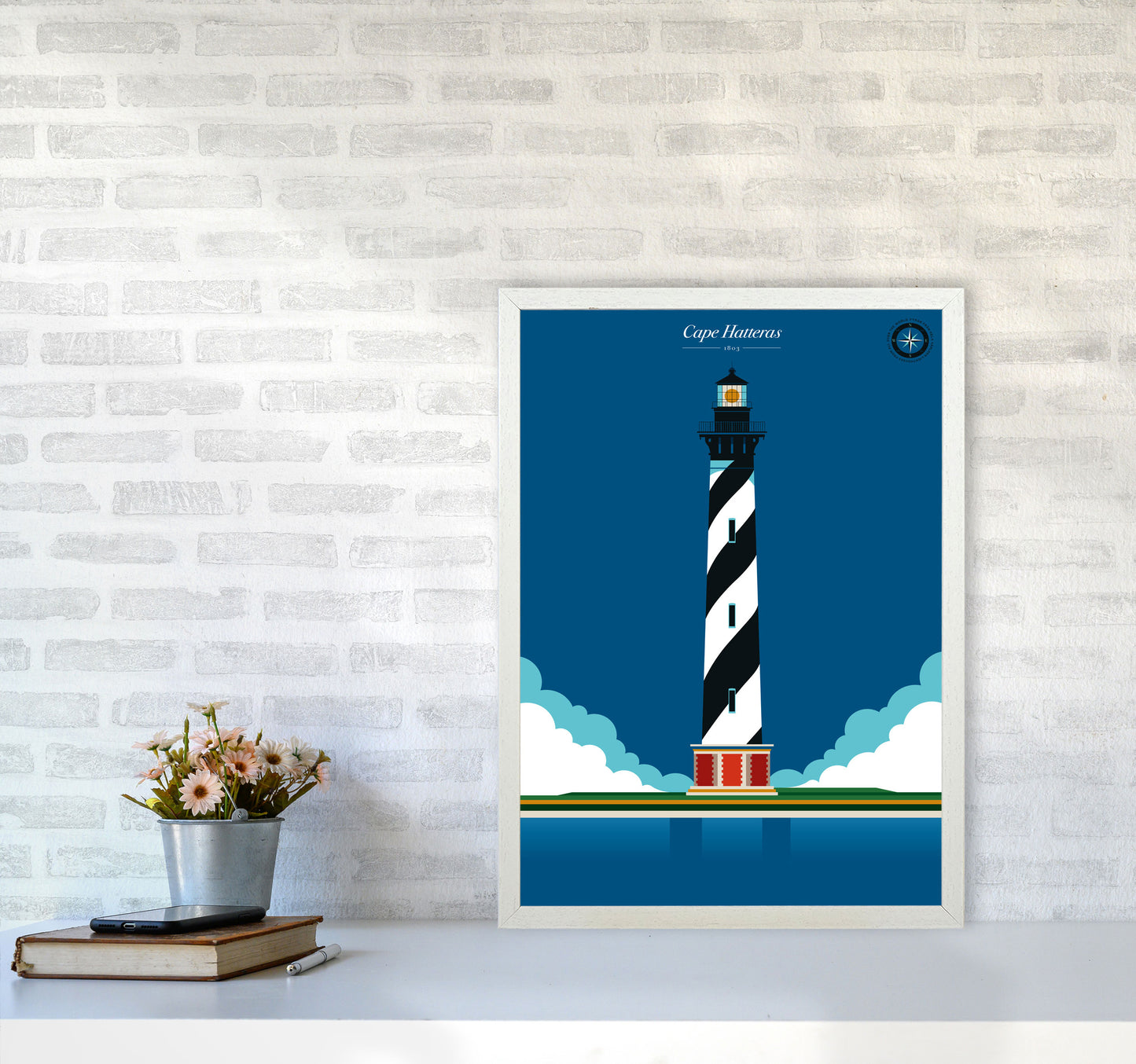 Cape Hatteras Art Print by Bo Lundberg A2 Oak Frame