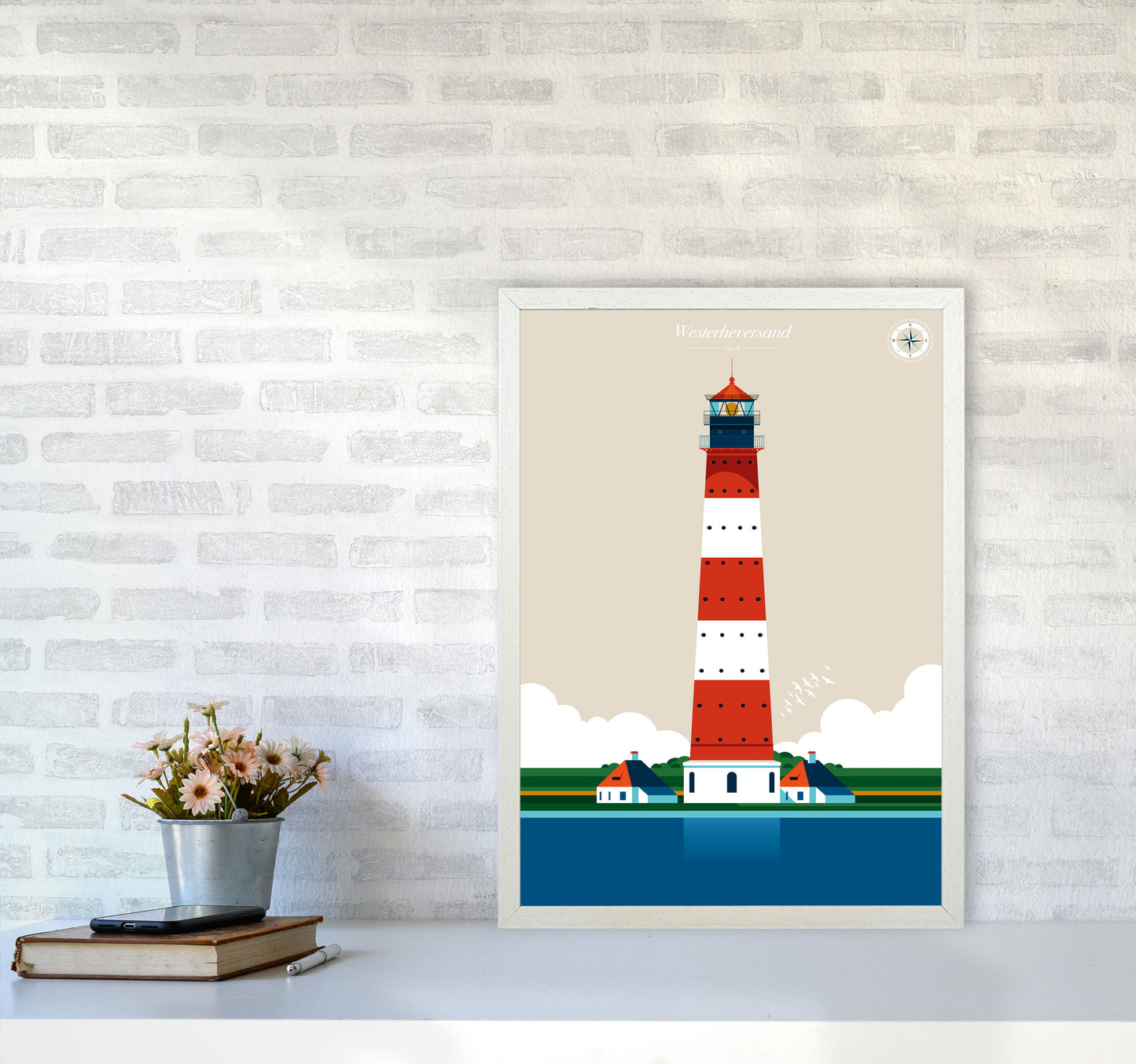 Westerheversand Art Print by Bo Lundberg A2 Oak Frame