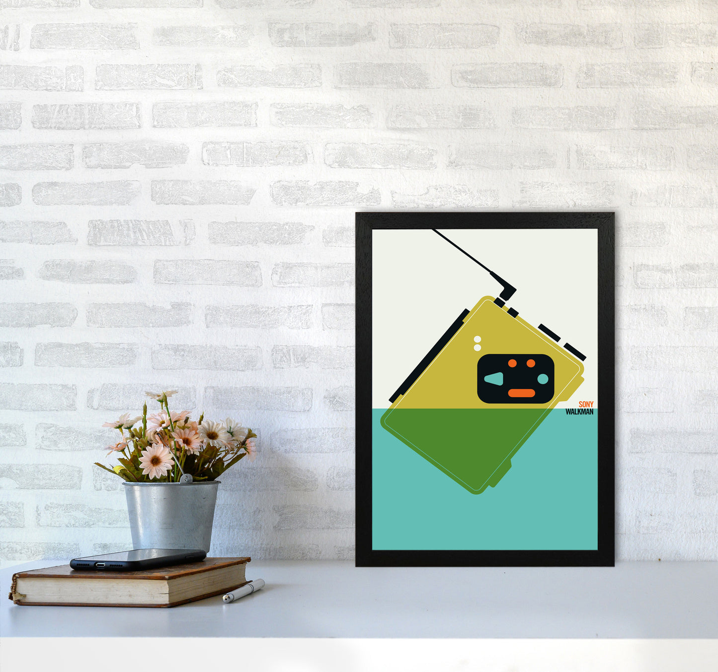 Icons Walkman Art Print by Bo Lundberg A3 White Frame
