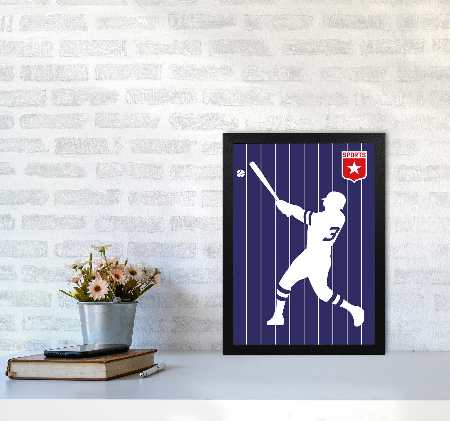 Baseball Art Print by Bo Lundberg A3 White Frame