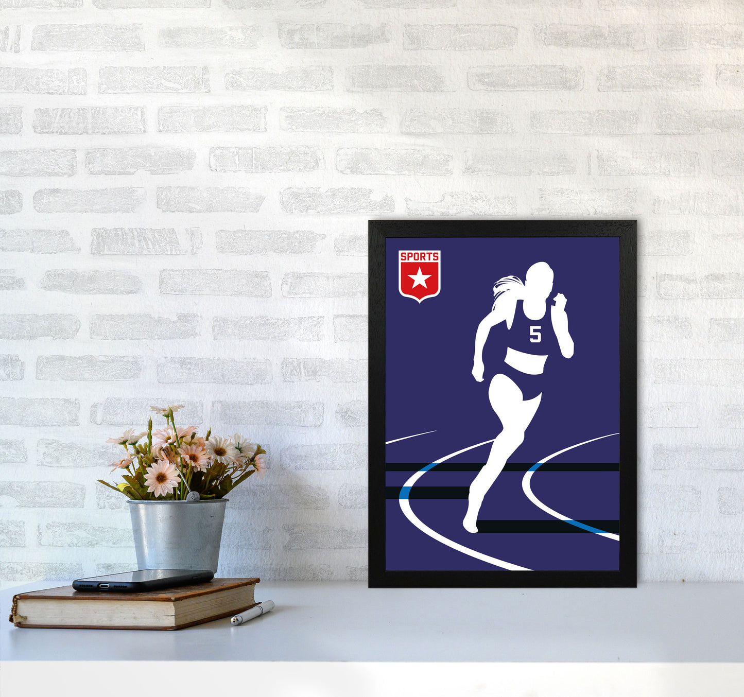 Runner Art Print by Bo Lundberg A3 White Frame