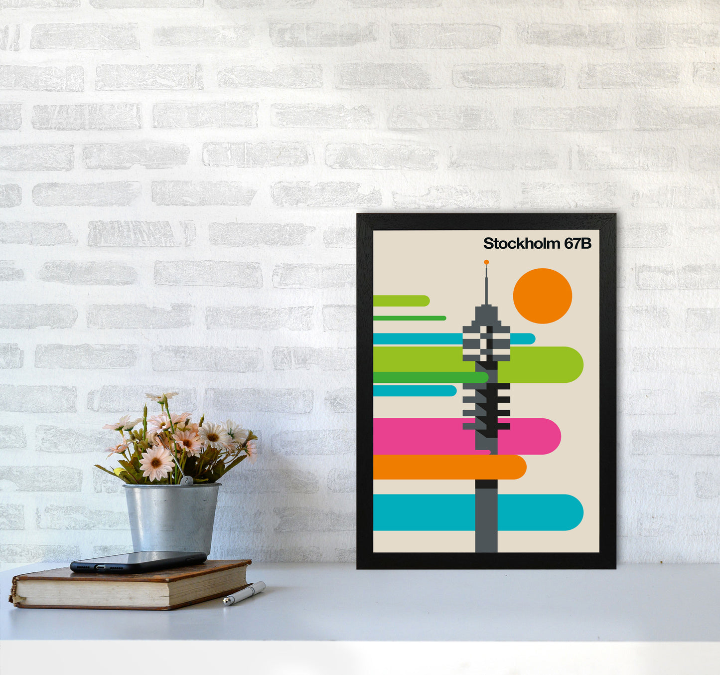 Stockholm 67B Art Print by Bo Lundberg A3 White Frame