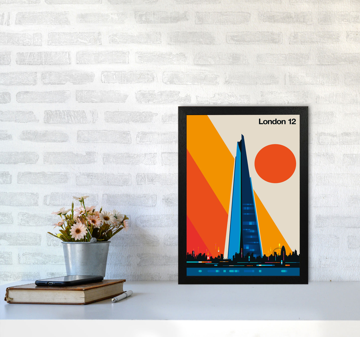 London 12 Art Print by Bo Lundberg A3 White Frame