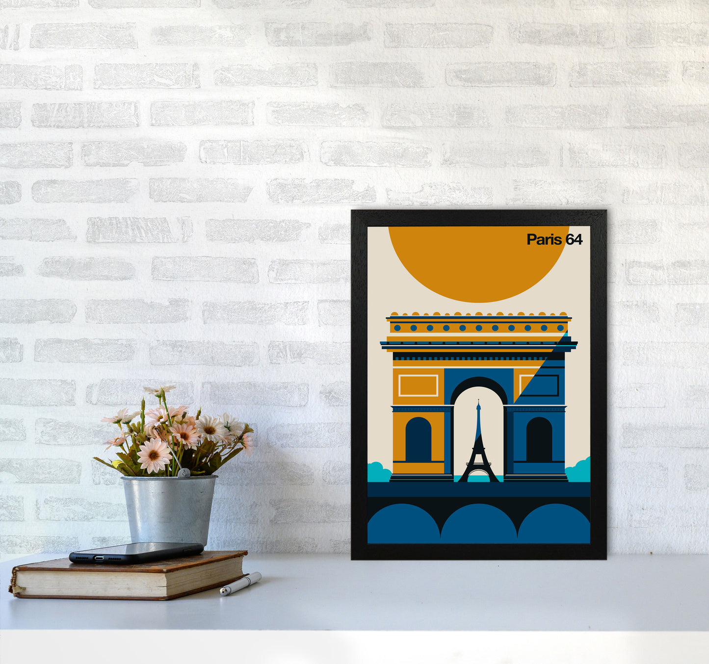Paris 64 Art Print by Bo Lundberg A3 White Frame