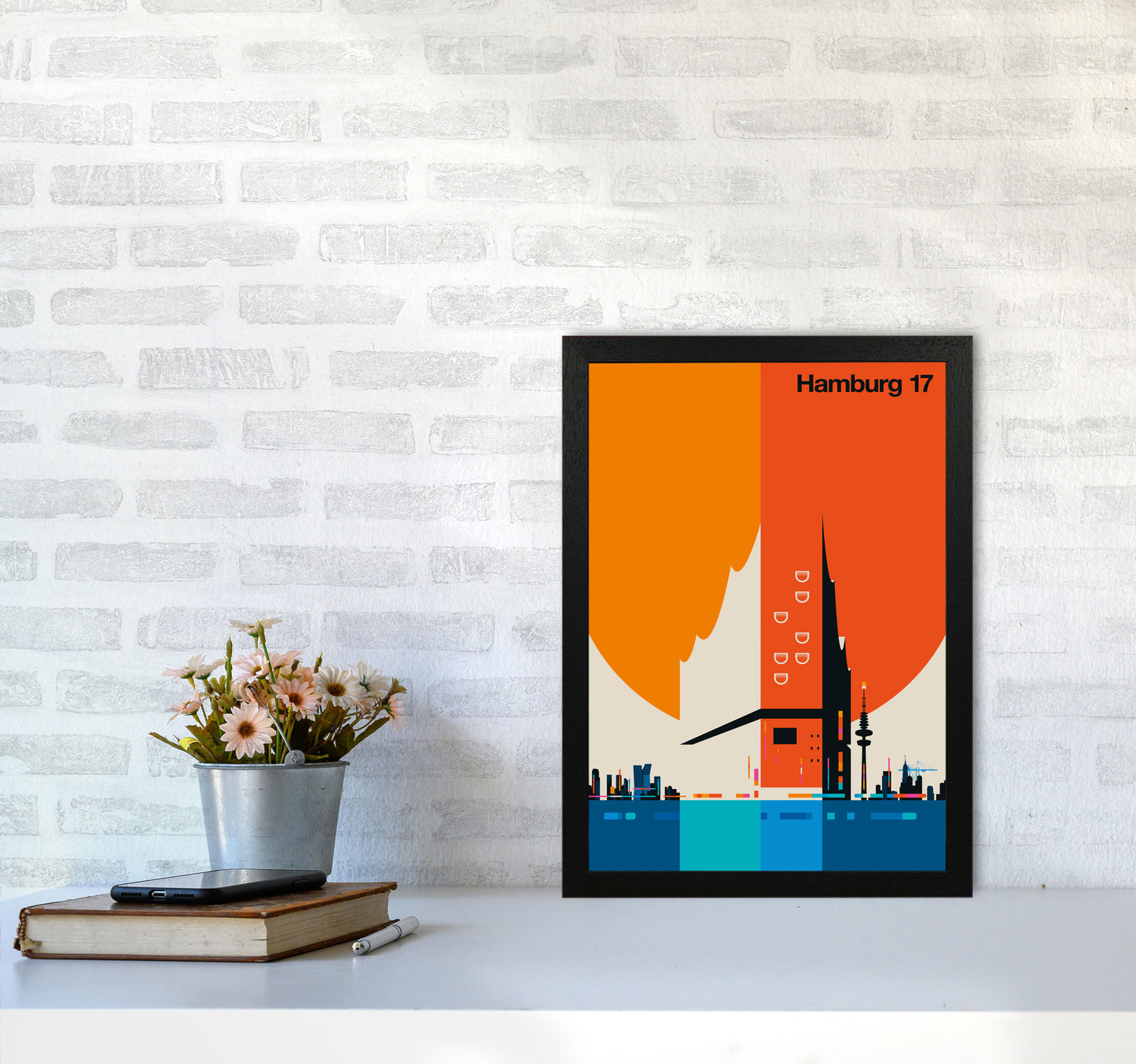 Hamburg 17 Art Print by Bo Lundberg A3 White Frame