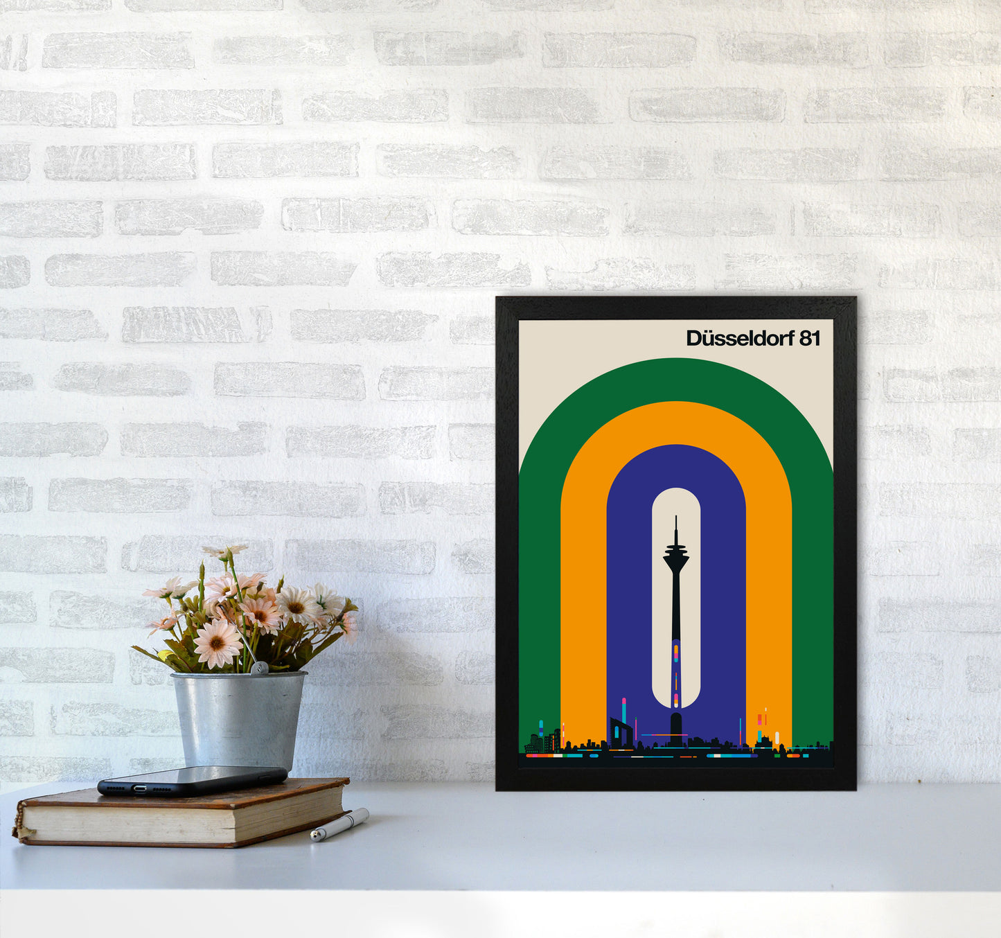 Düsseldorf 81 Art Print by Bo Lundberg A3 White Frame
