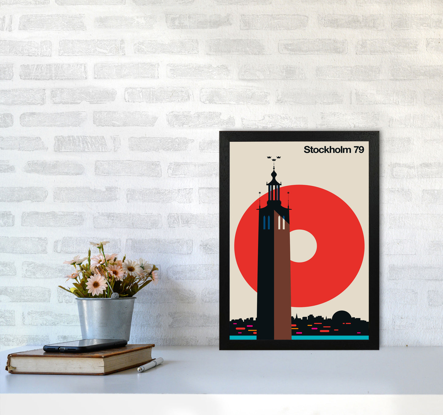 Stockholm 79 Art Print by Bo Lundberg A3 White Frame