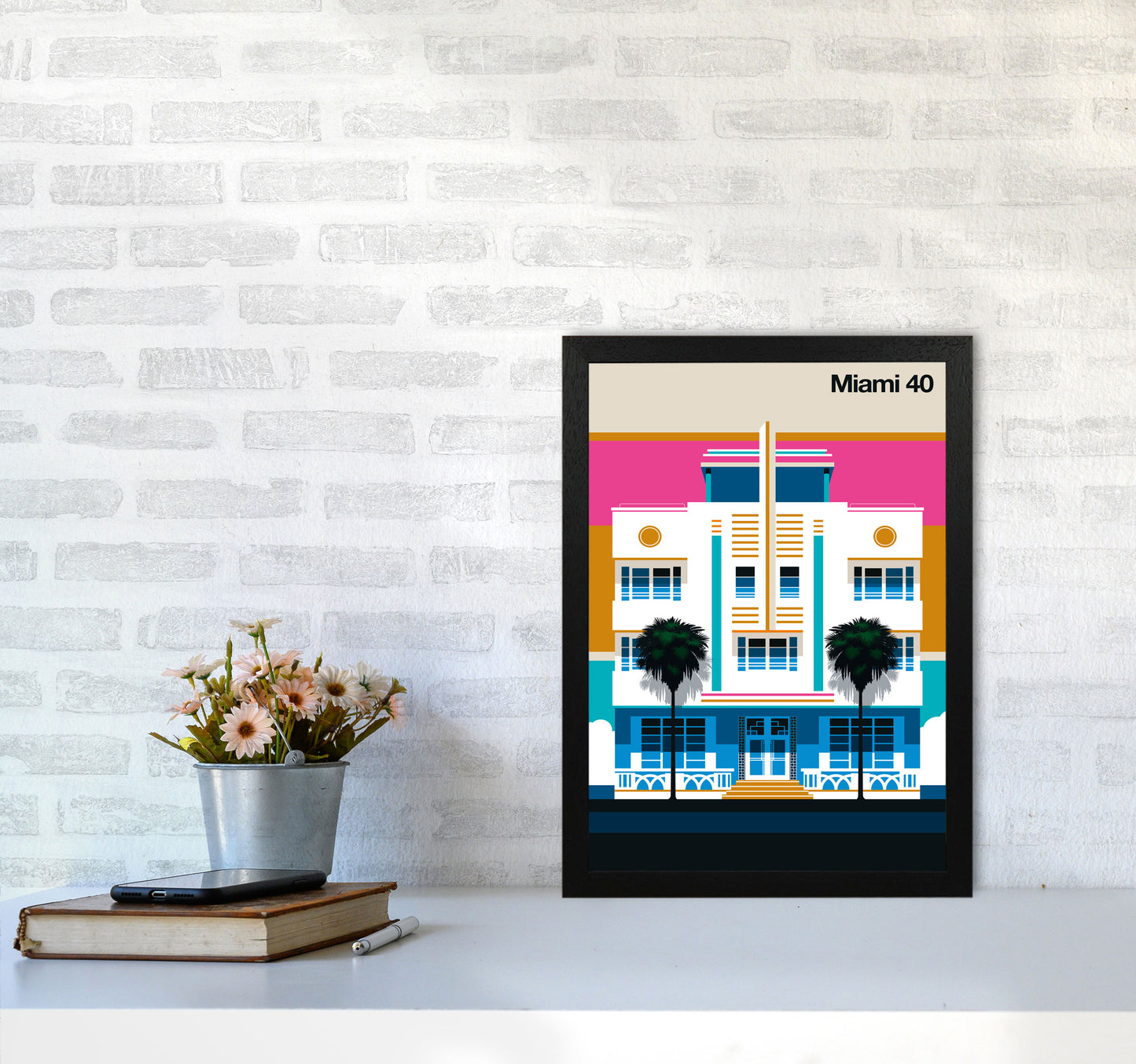 Miami 40 Art Print by Bo Lundberg A3 White Frame