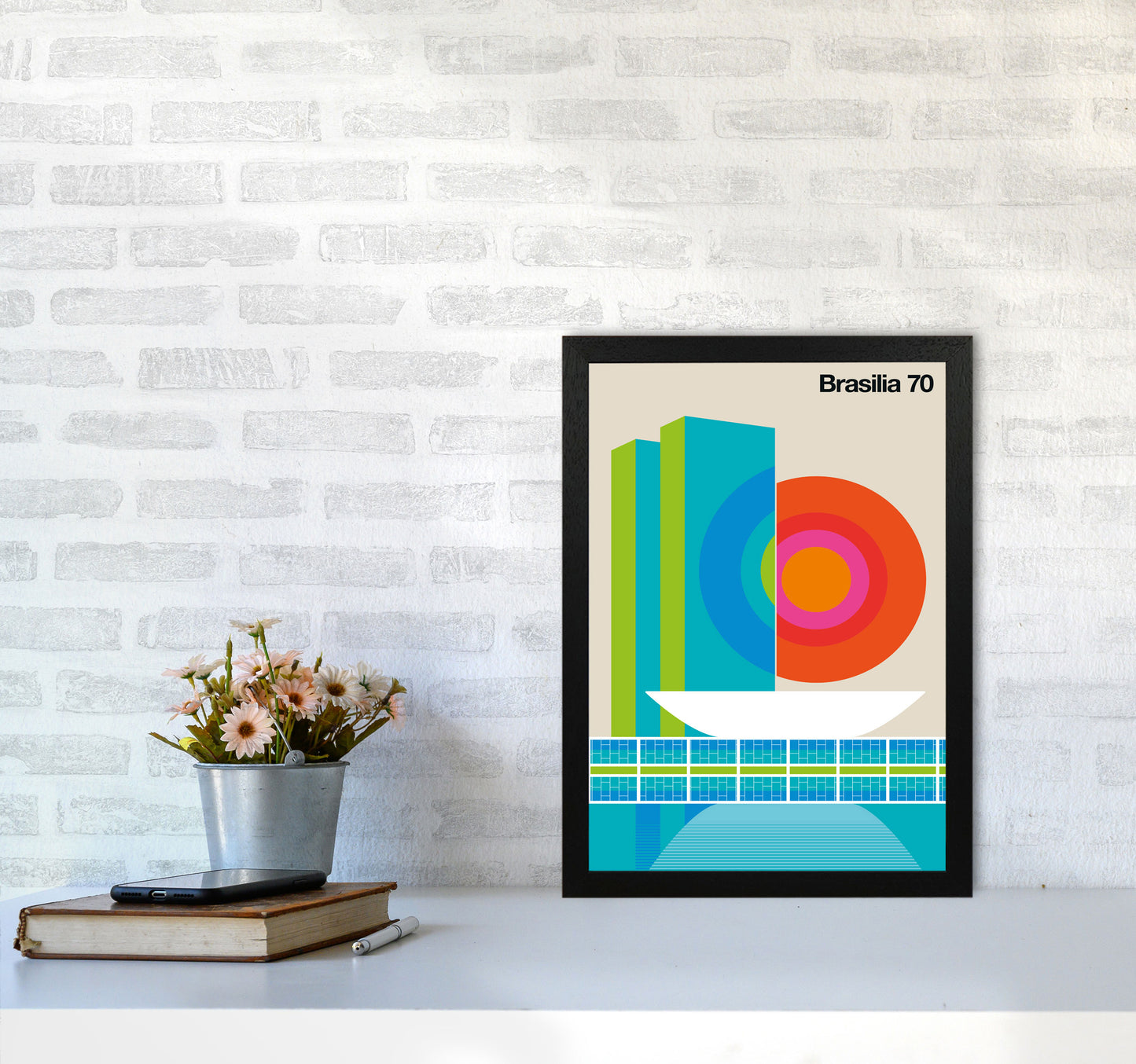 Brasilia 70 Art Print by Bo Lundberg A3 White Frame