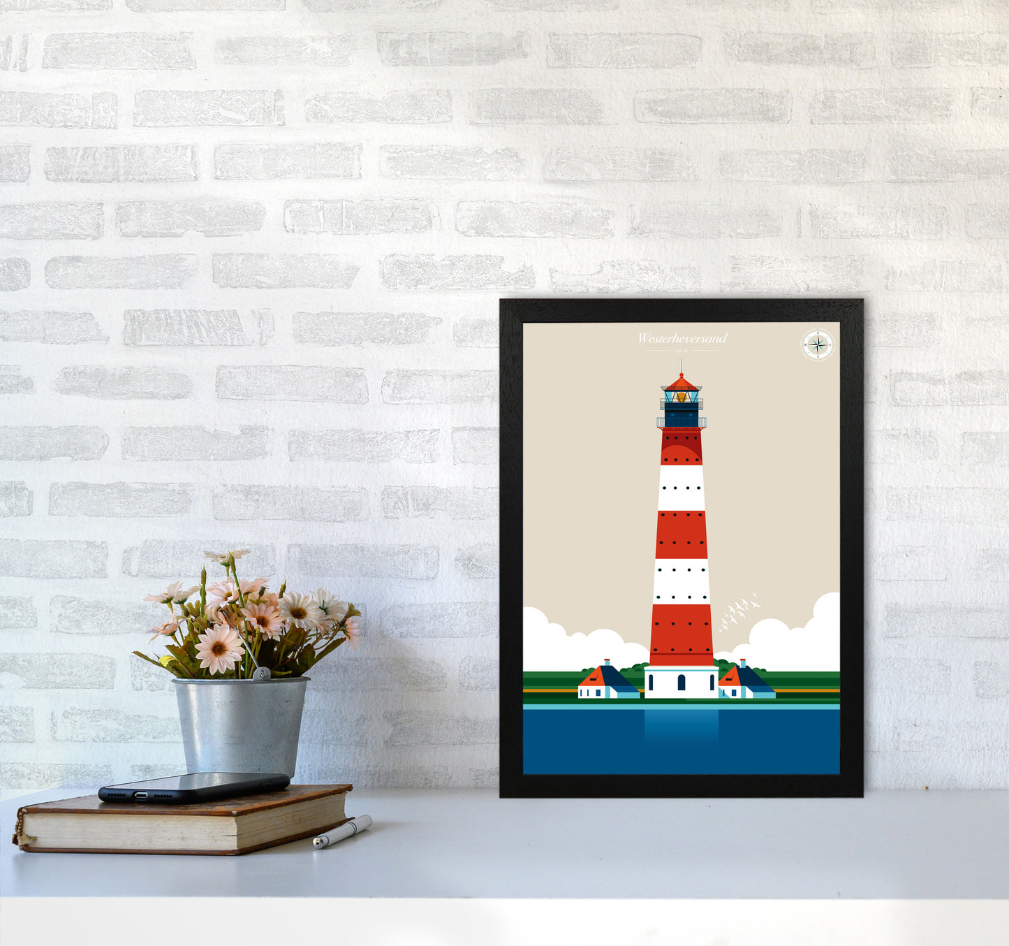 Westerheversand Art Print by Bo Lundberg A3 White Frame